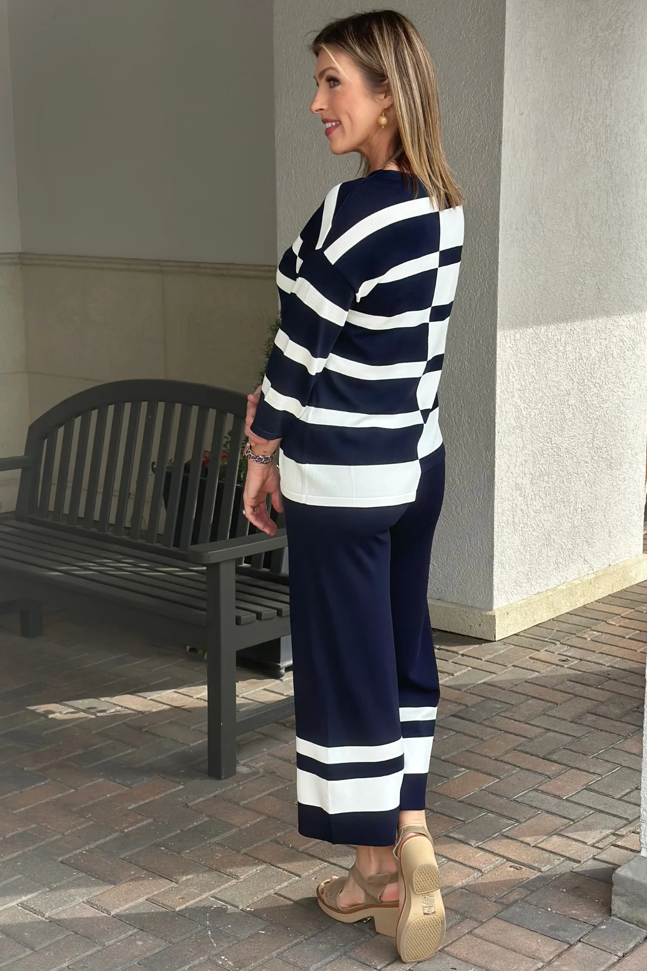 Joseph Ribkoff Striped Casual Wide Trousers