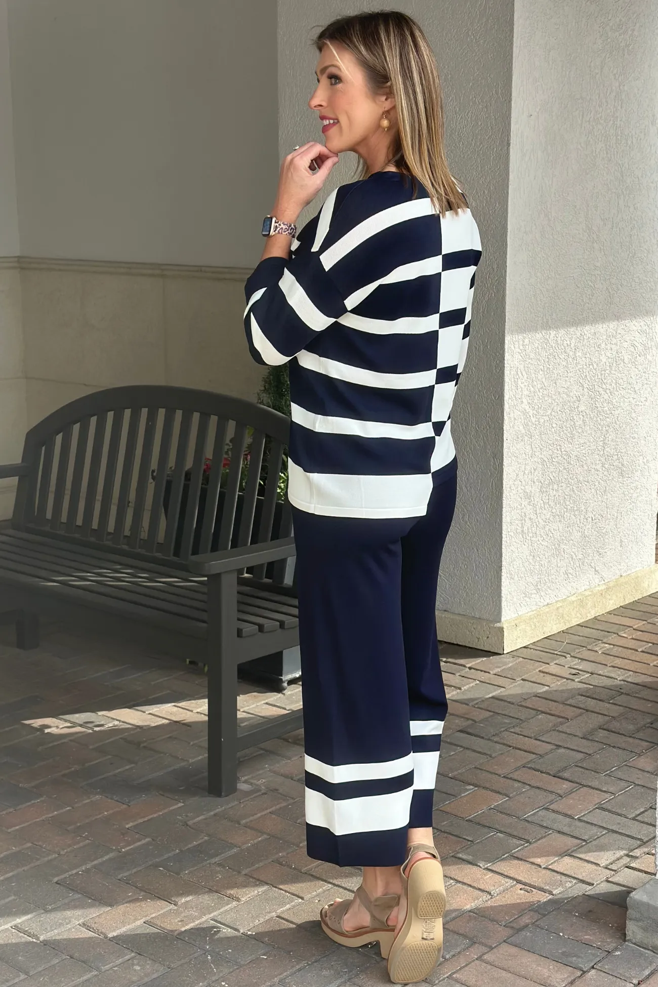 Joseph Ribkoff Striped Casual Wide Trousers