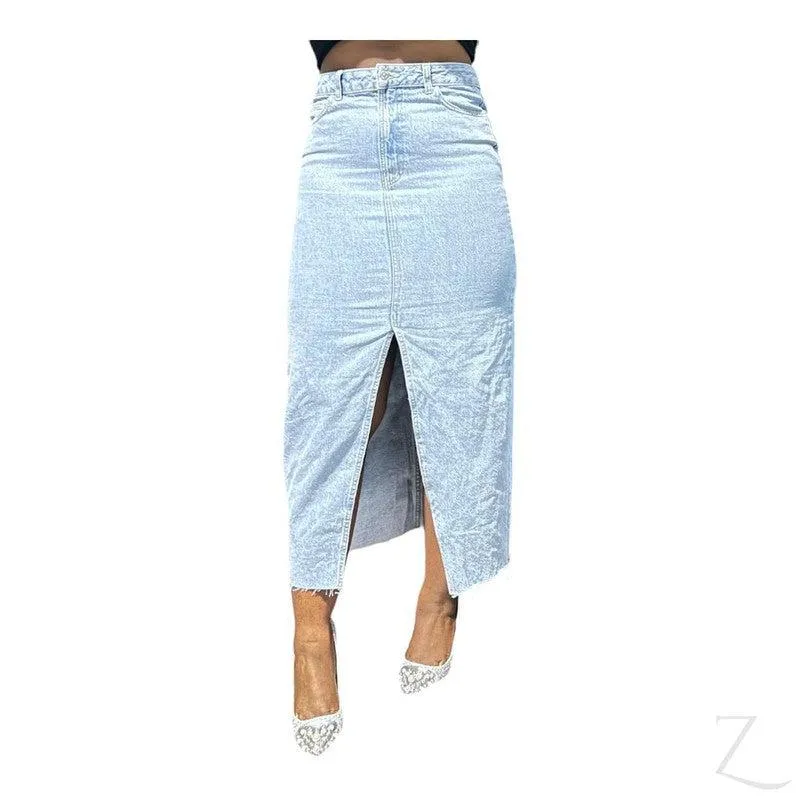 Ladies Super Strong Cropped Pencil Denim Skirt | Maxi  | "Mina"