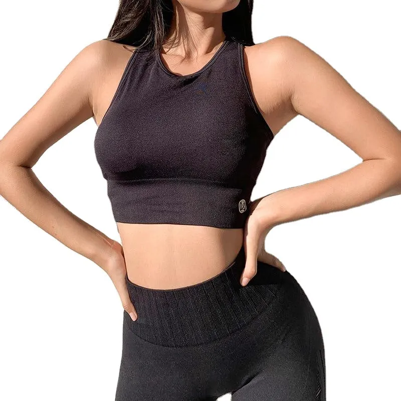 Ladies Yoga Shock proof Vest- Bra Breathable Fitness Sports Running Suit wide strap bra and legging crop top