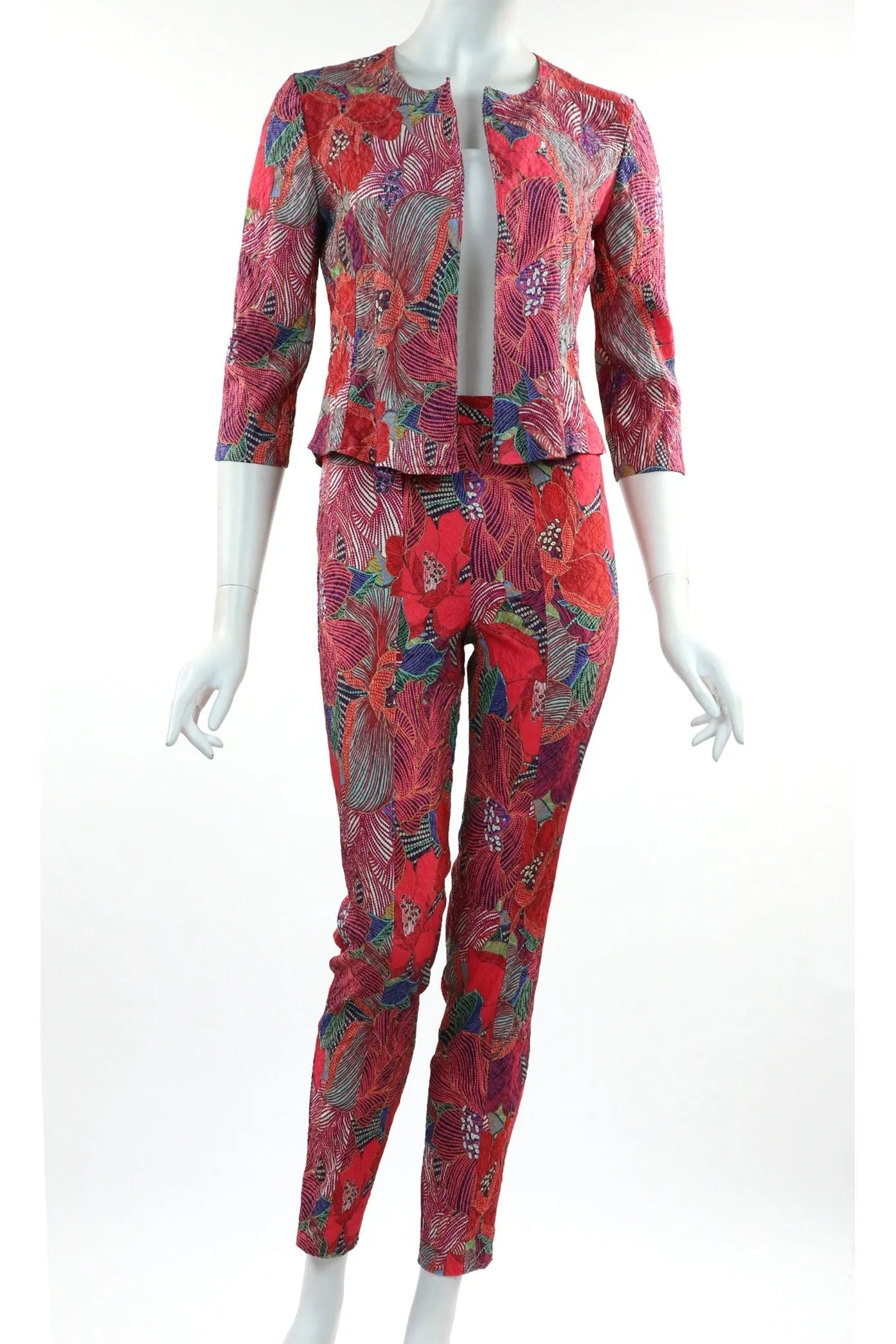 LAUREN Textured Floral 3/4 Sleeves Bolero Jacket