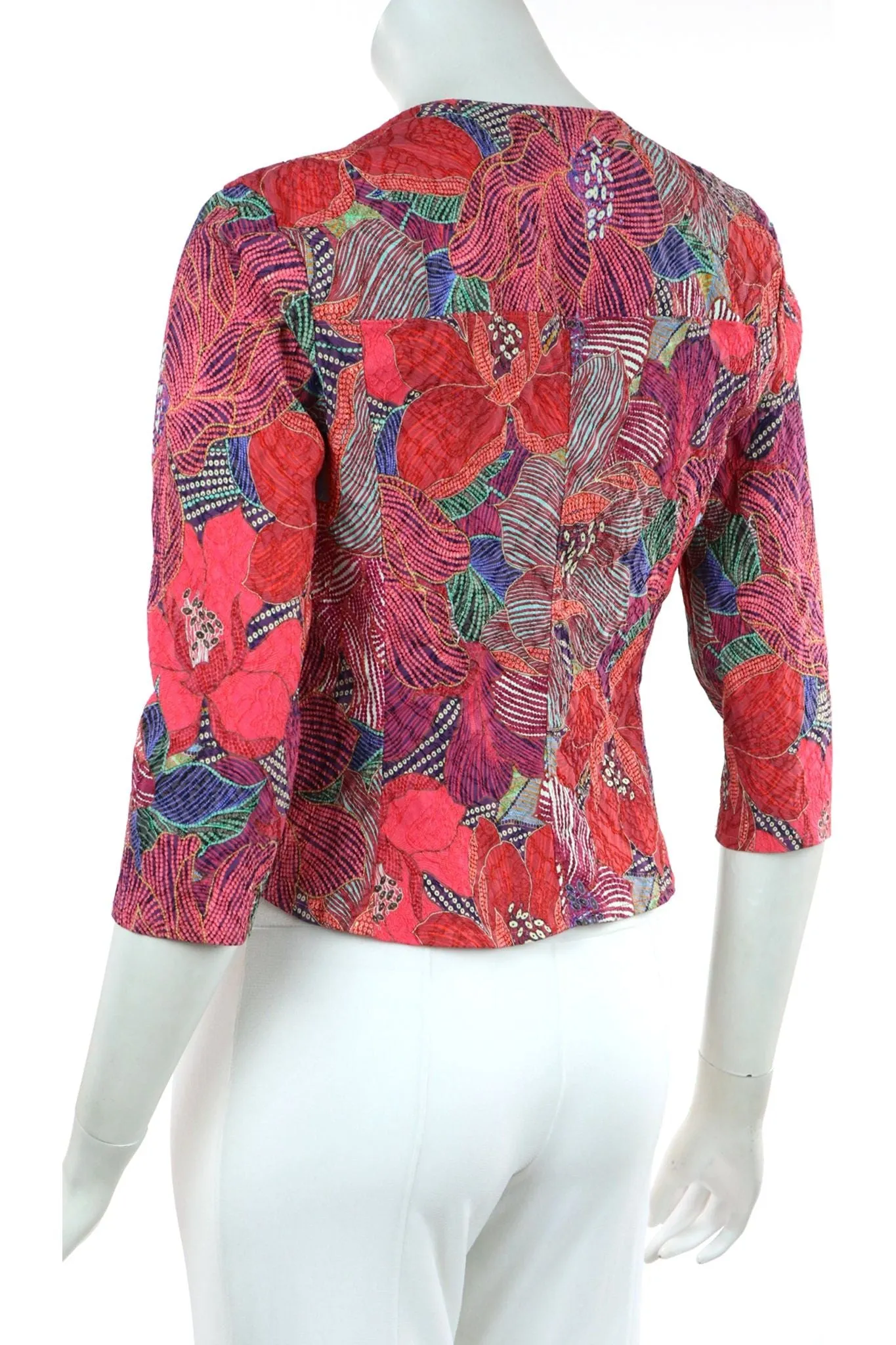 LAUREN Textured Floral 3/4 Sleeves Bolero Jacket