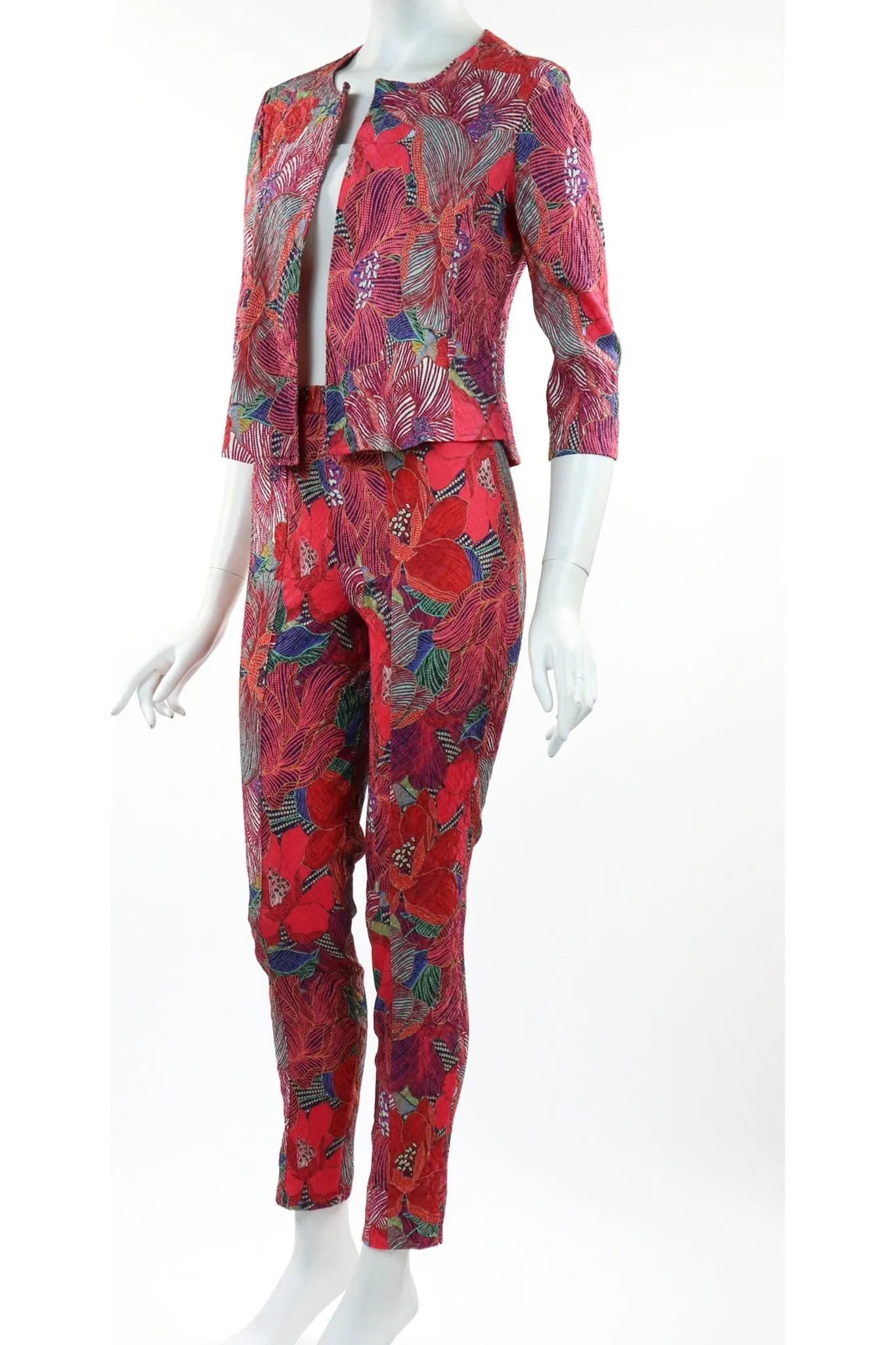 LAUREN Textured Floral 3/4 Sleeves Bolero Jacket