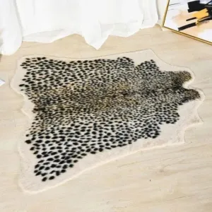 Leopard Print Faux Cowhide Skin Rug