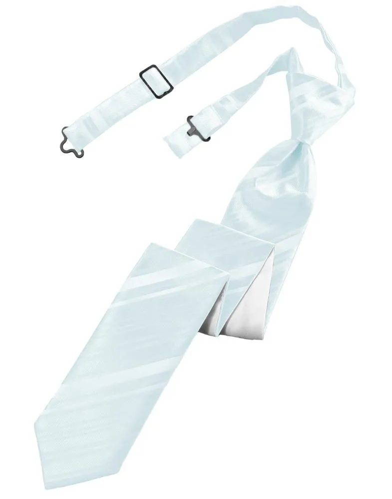 Light Blue Striped Satin Skinny Necktie