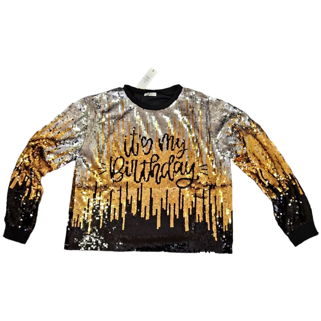 Long sleeve birthday sequin shirt
