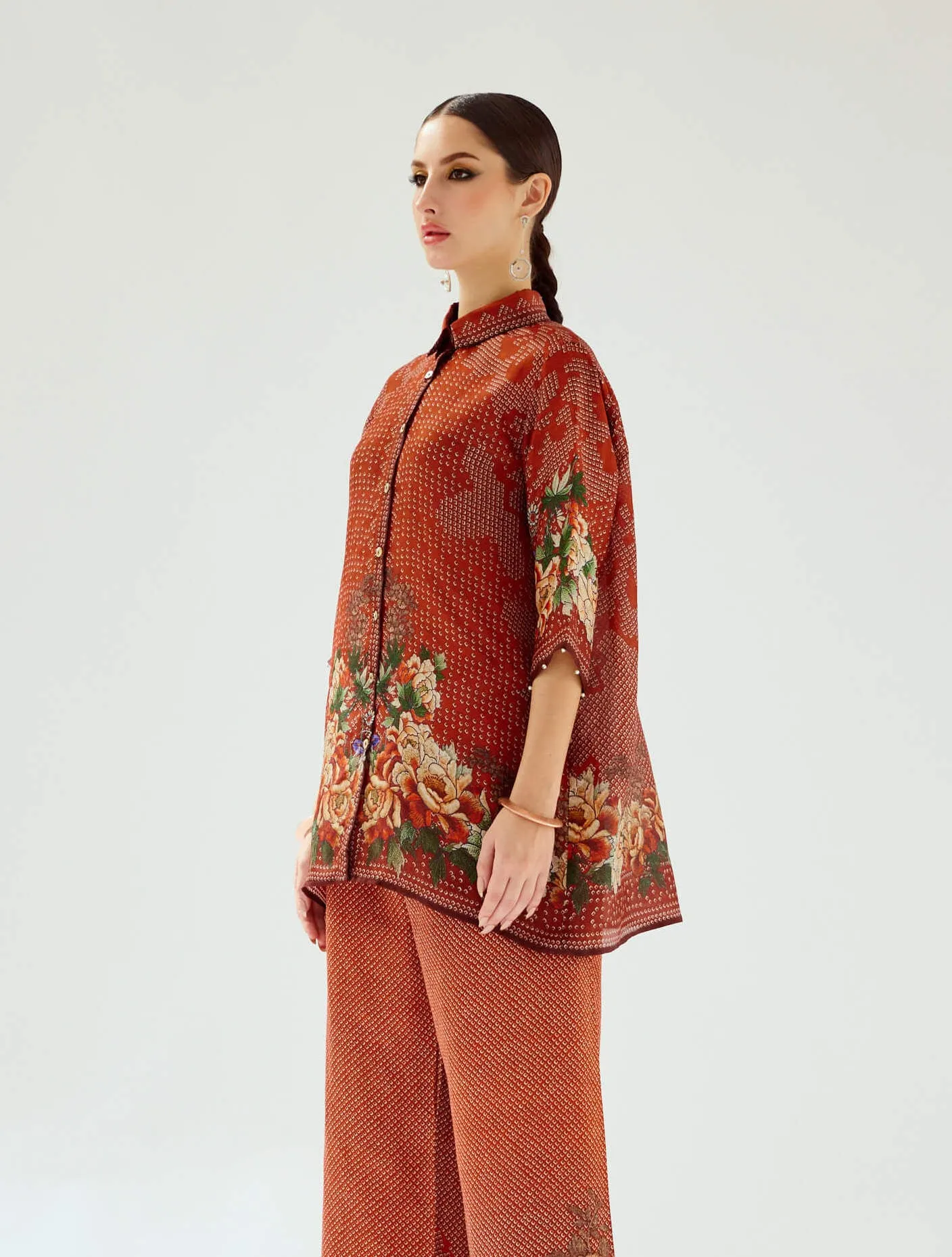 Maizah rust silk shirt