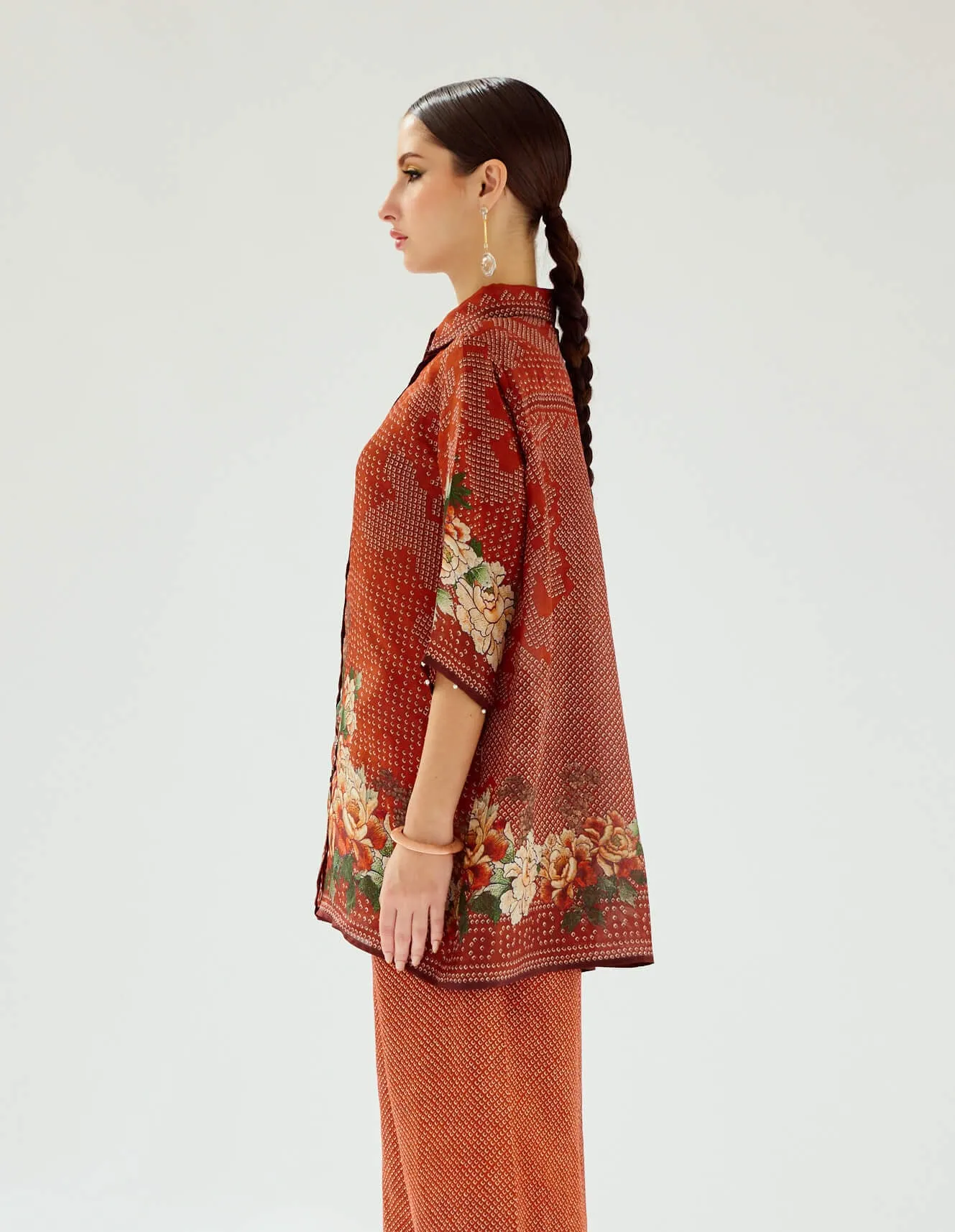 Maizah rust silk shirt