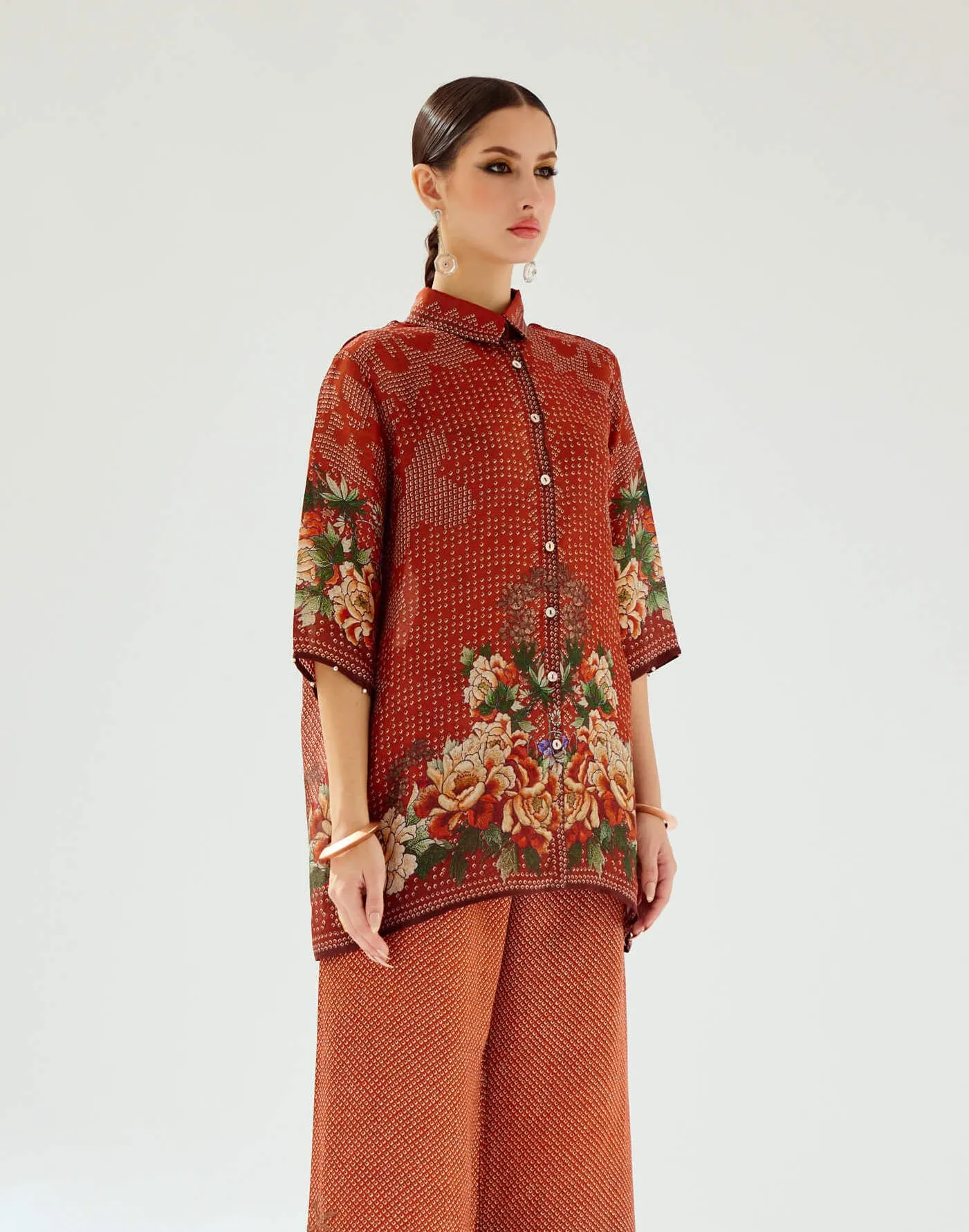 Maizah rust silk shirt