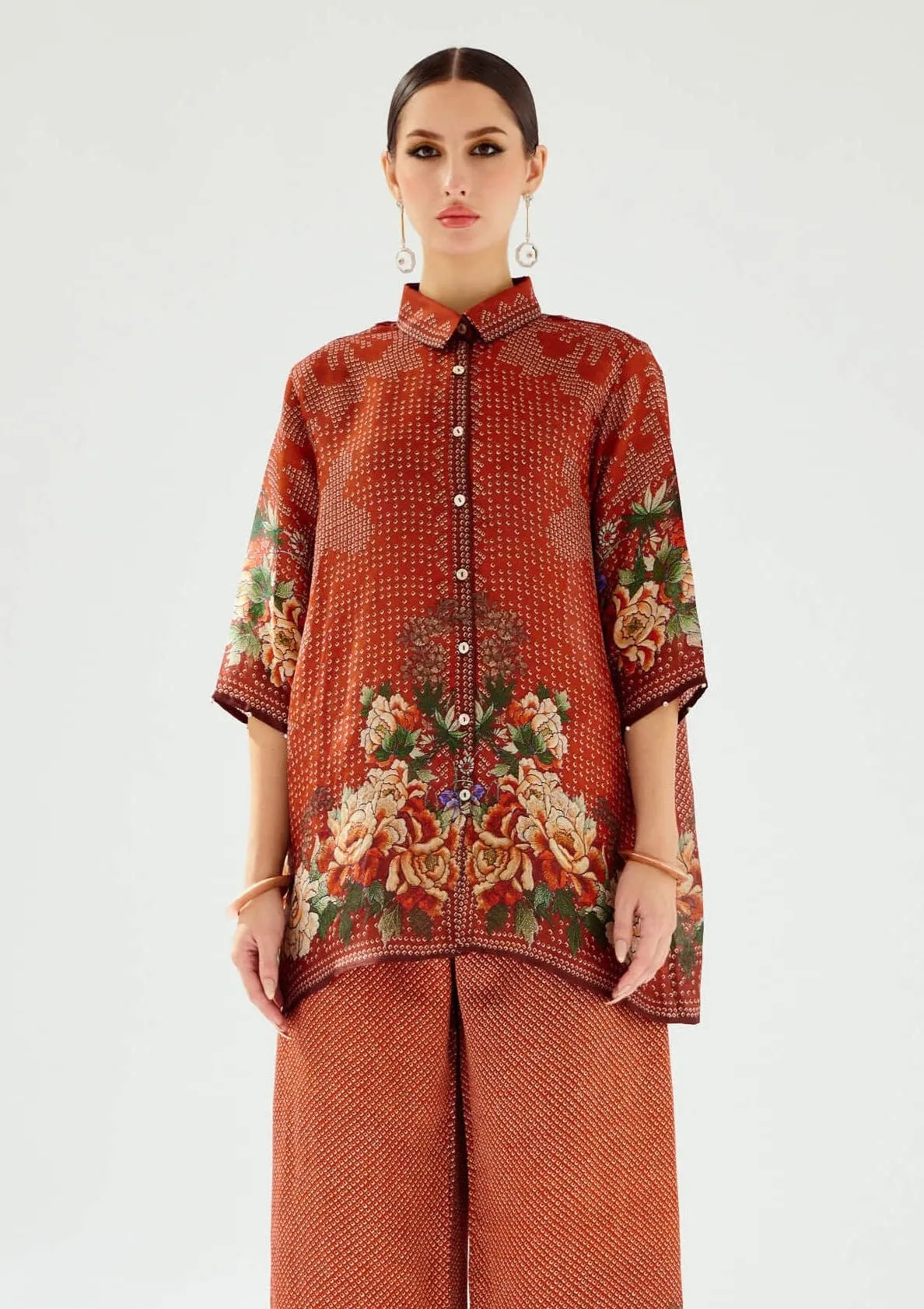 Maizah rust silk shirt