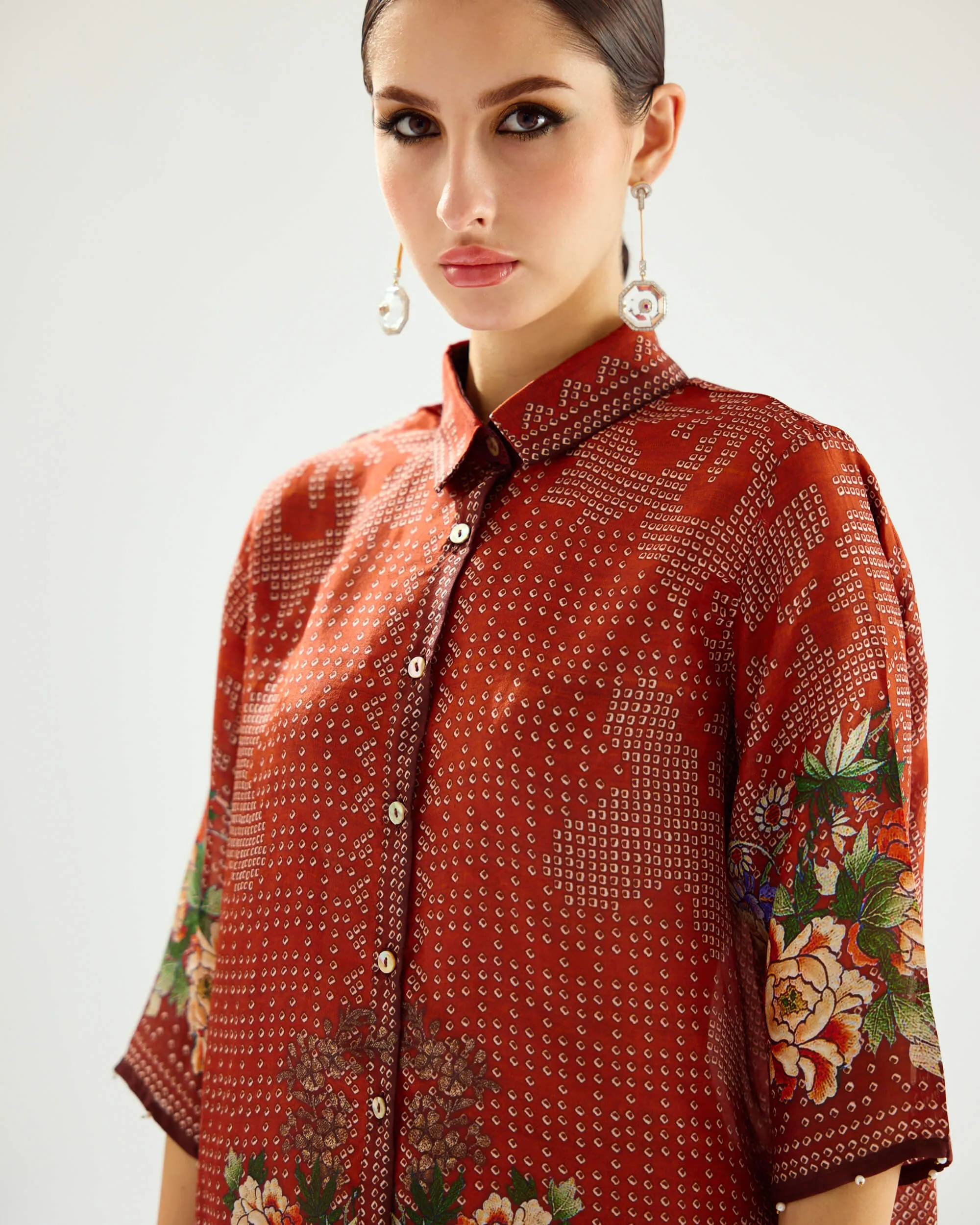 Maizah rust silk shirt