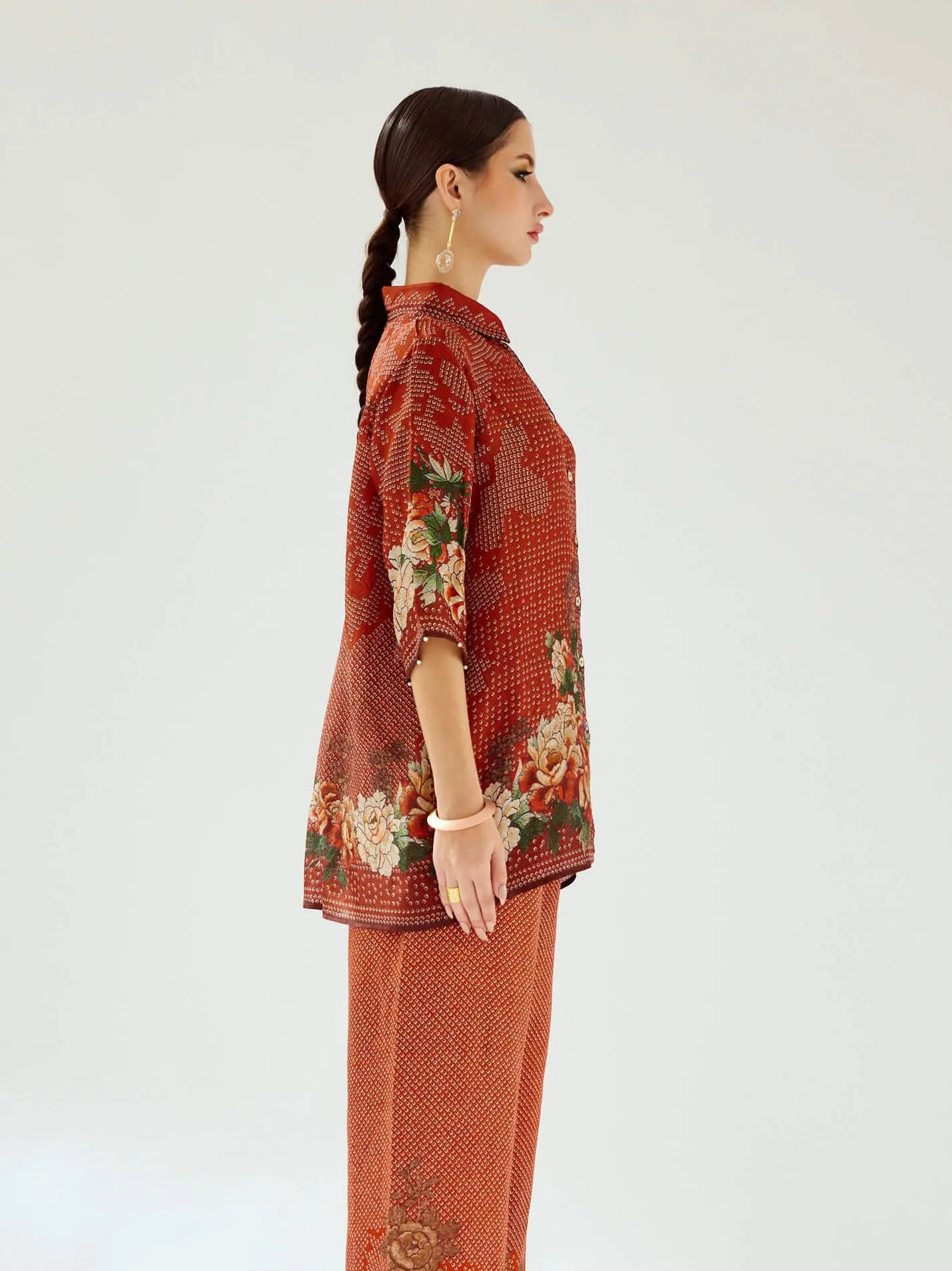 Maizah rust silk shirt
