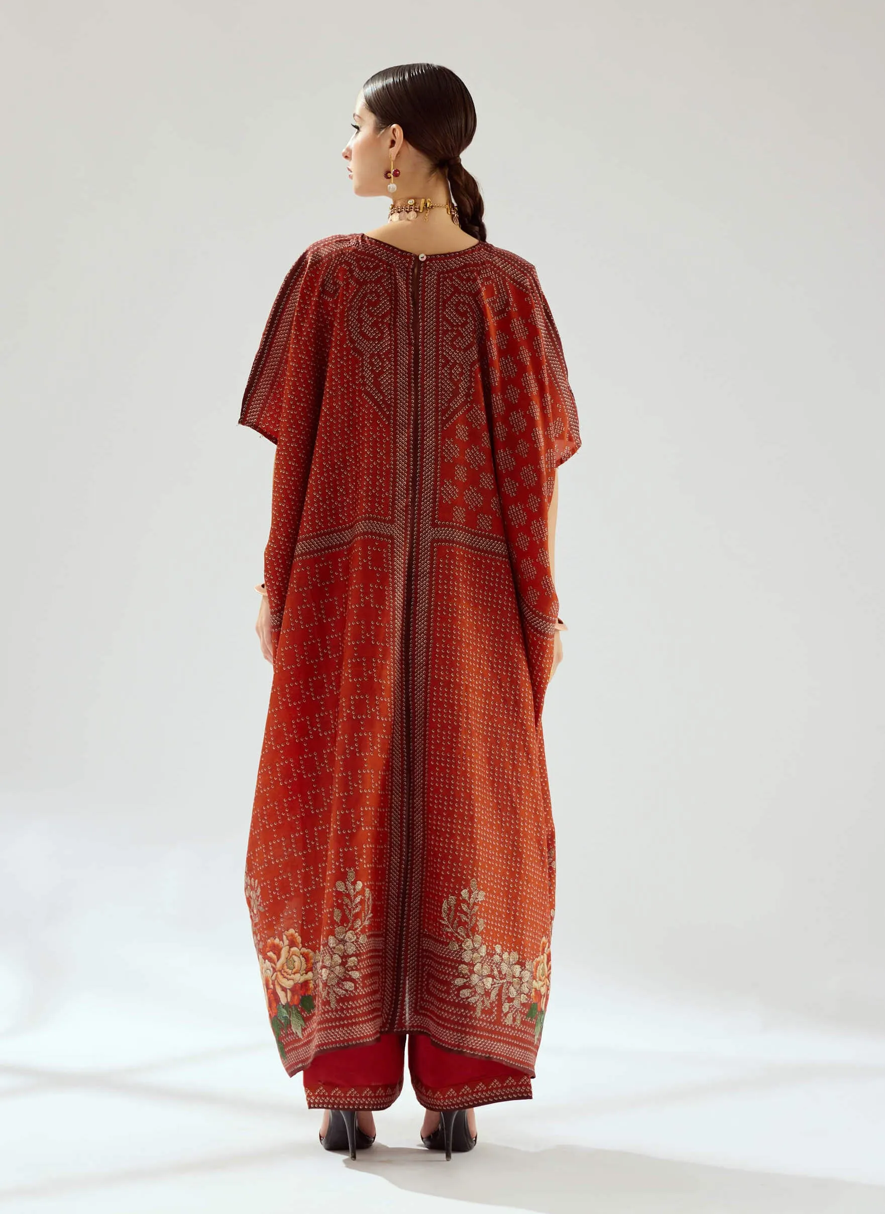 Majida rust silk kaftan