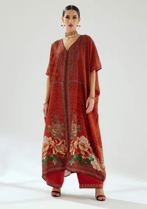 Majida rust silk kaftan