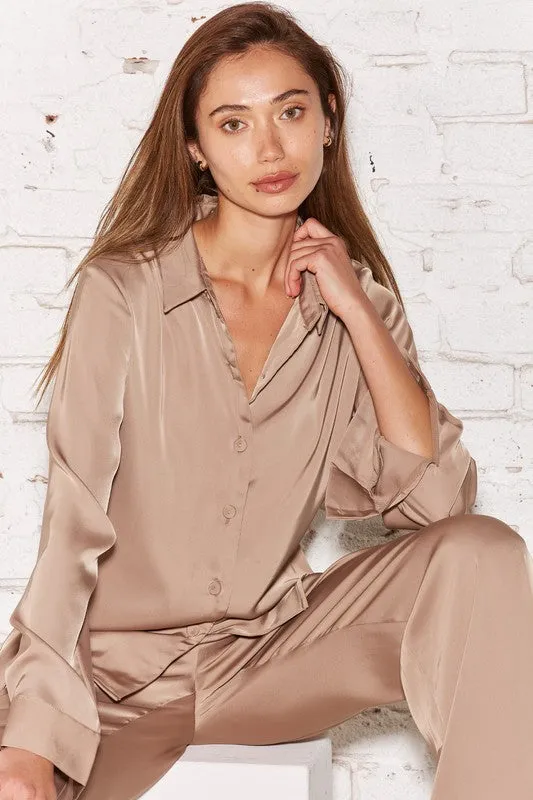Maya Satin Shirt Set