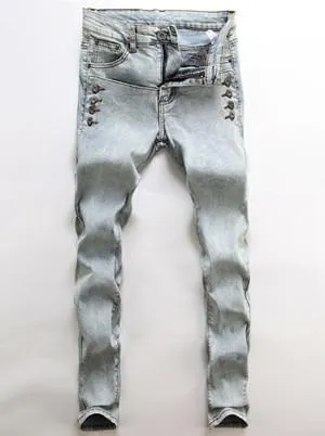 Men's Button Pocket Fashion Jeans