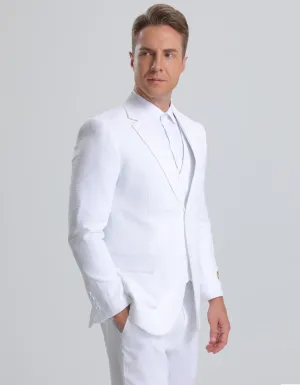 Mens White Pinstripe Vested Summer Seersucker Suit