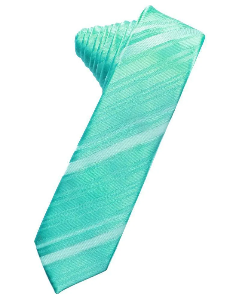 Mermaid Striped Satin Skinny Necktie