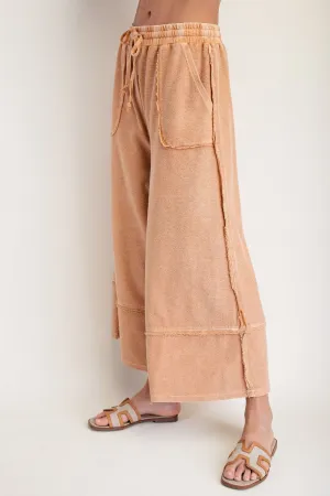 Mineral Washed Palazzo Pants - Cinnamon
