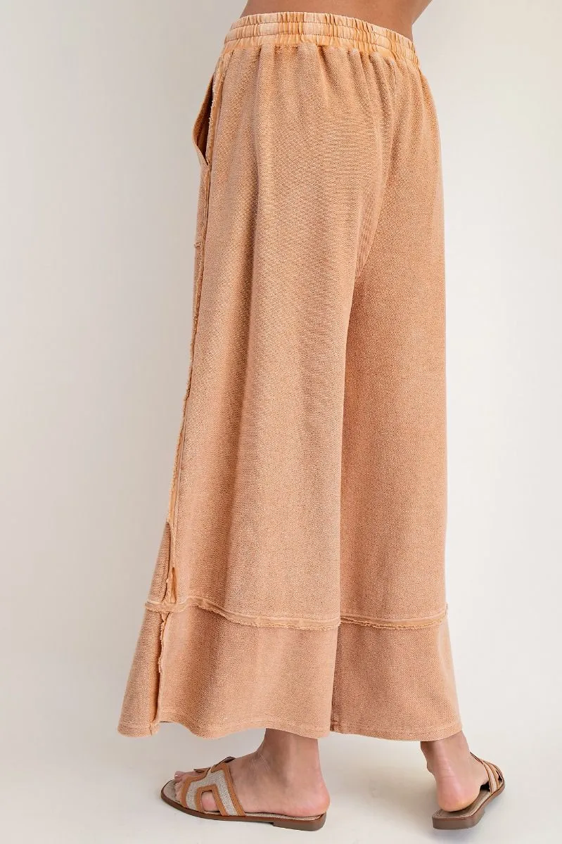 Mineral Washed Palazzo Pants - Cinnamon