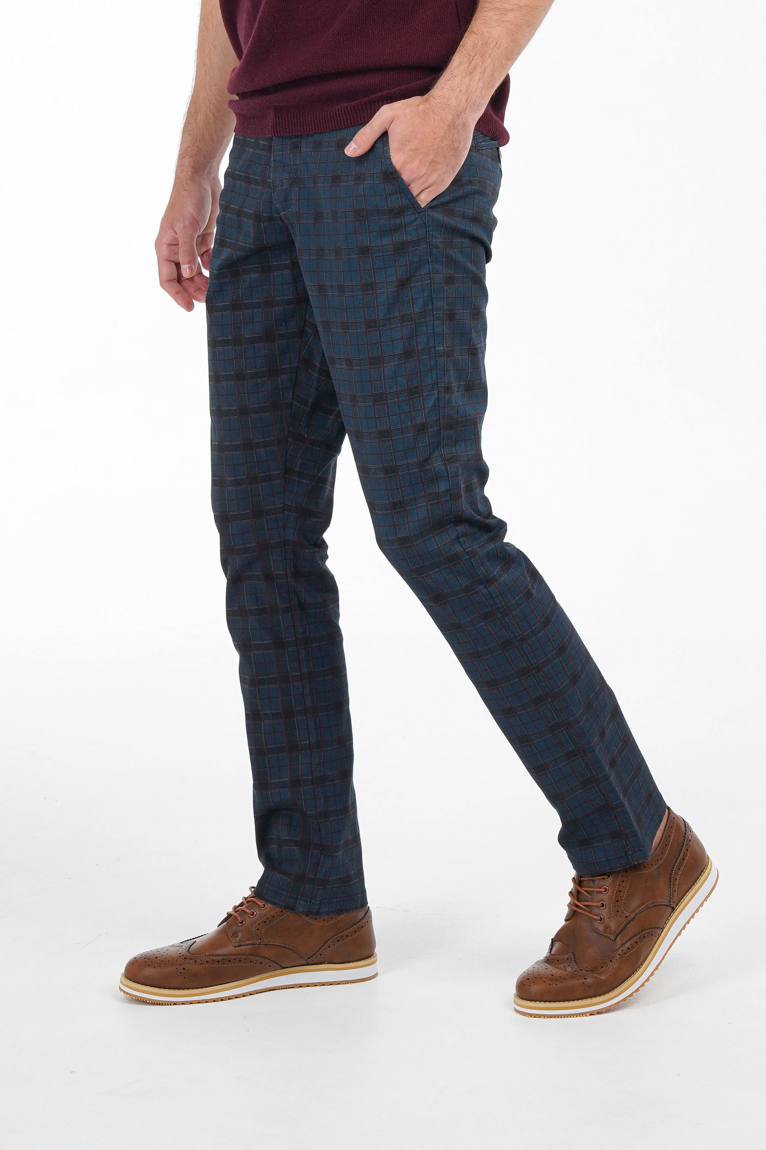 Navy Windowpane Pants