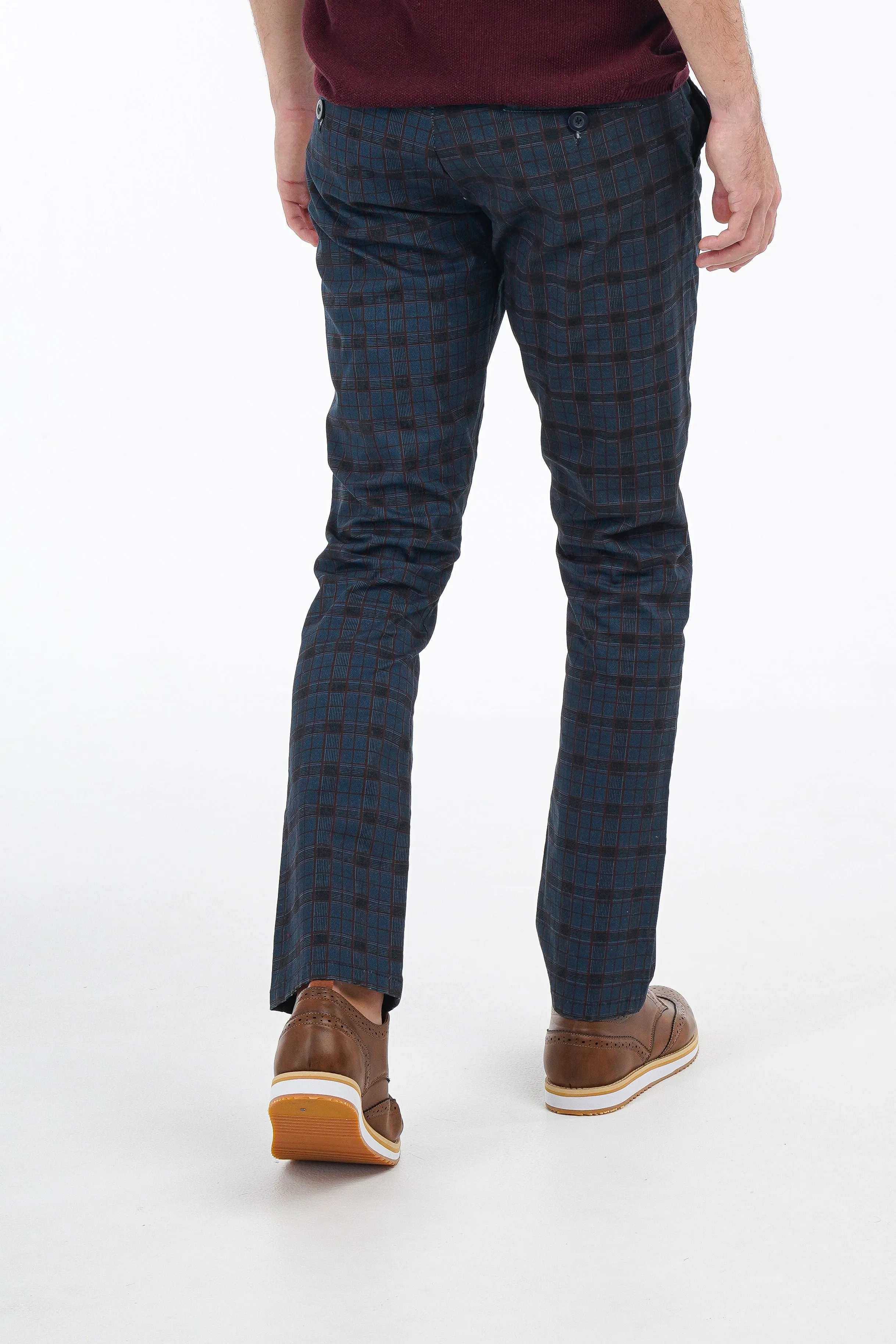 Navy Windowpane Pants