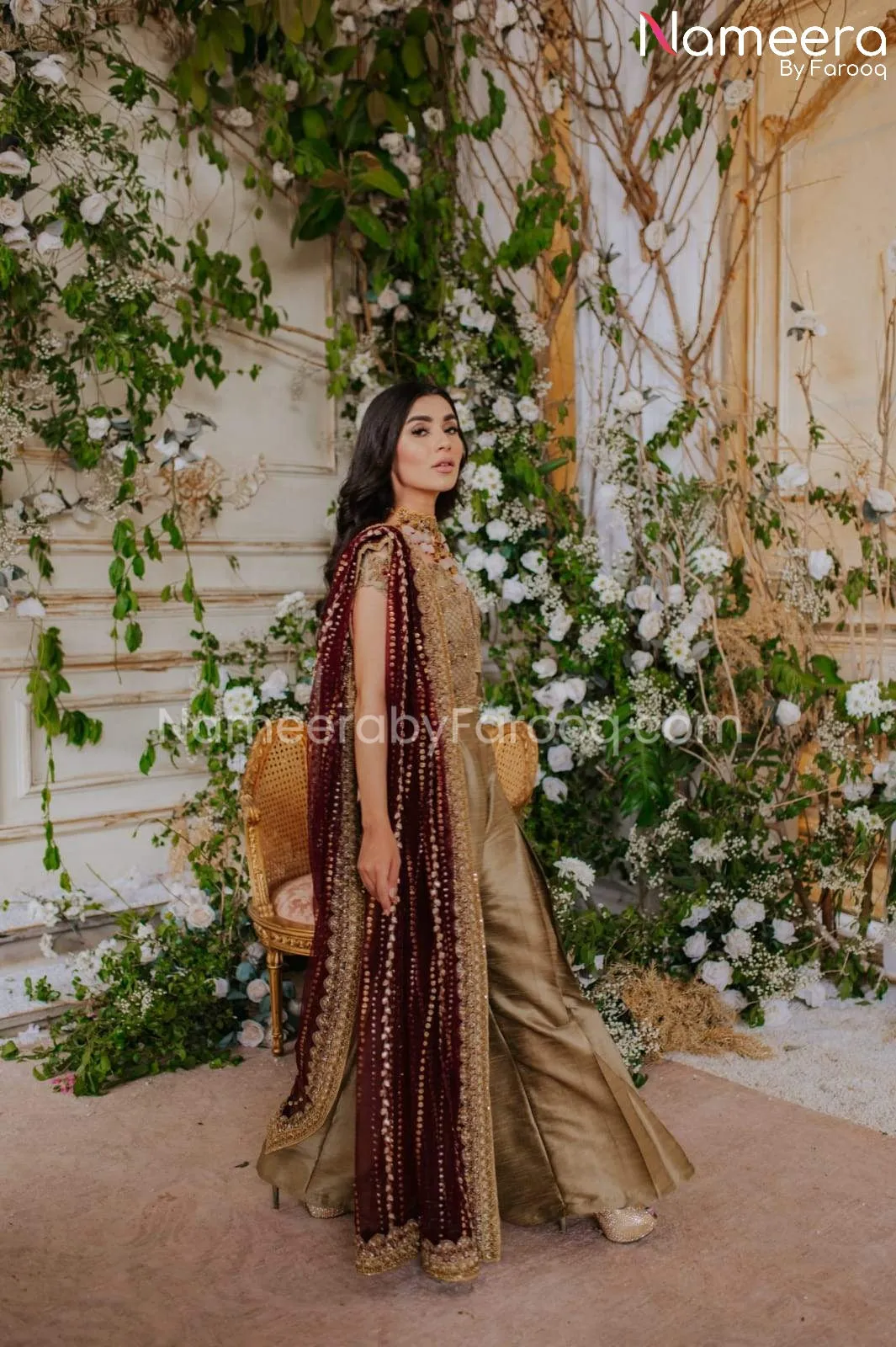 New Pakistani Bridal Dress in Jacket Pants Style #BS544