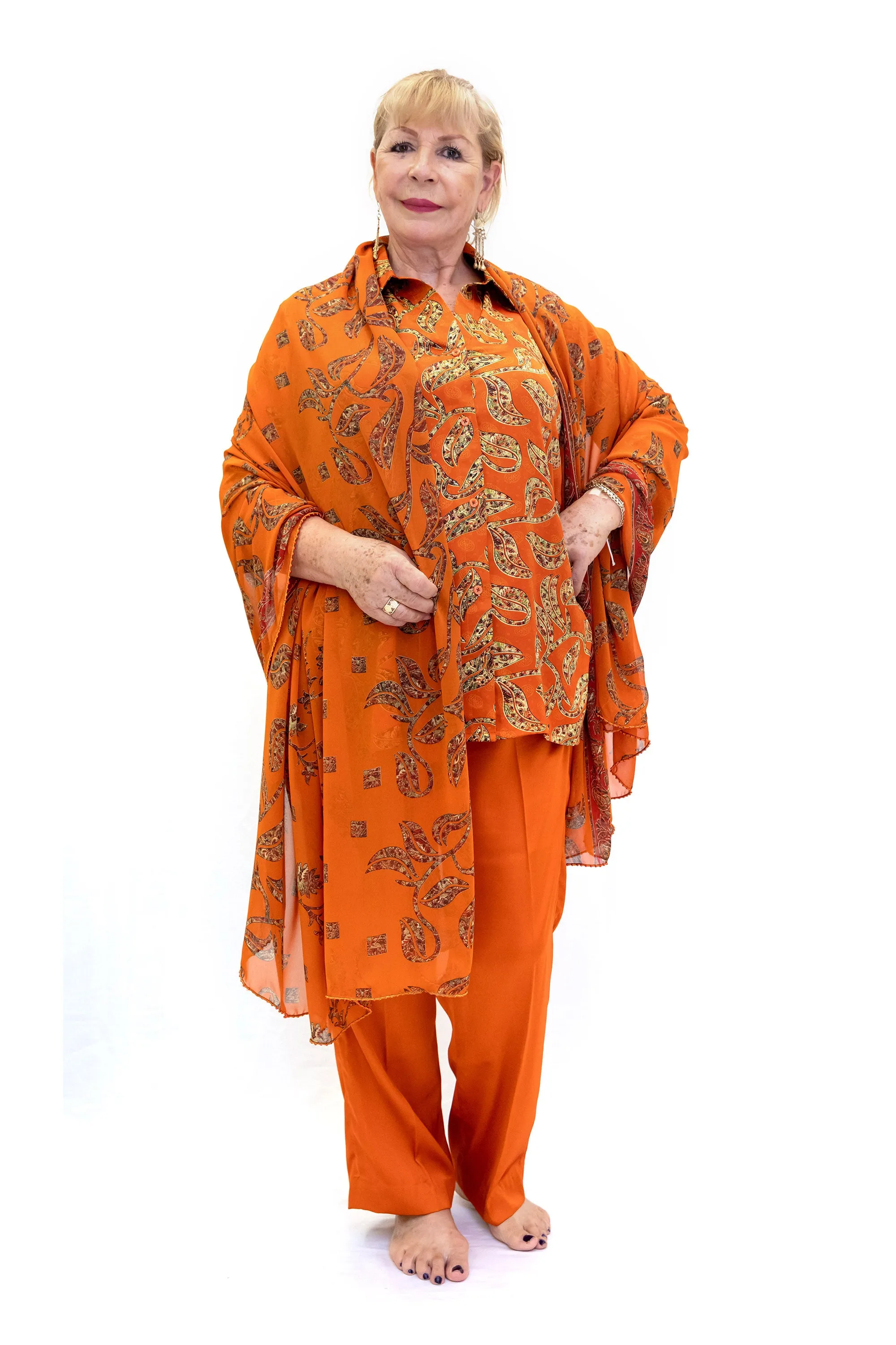 Orange Silk Salwar Kameez - Suit