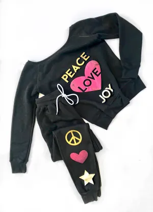 PEACE LOVE JOY SCRUNCHY SWEATPANTS