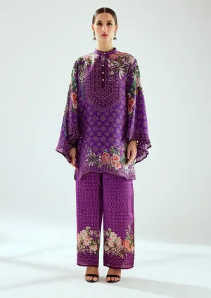 Permaz purple satin palazzo and tunic