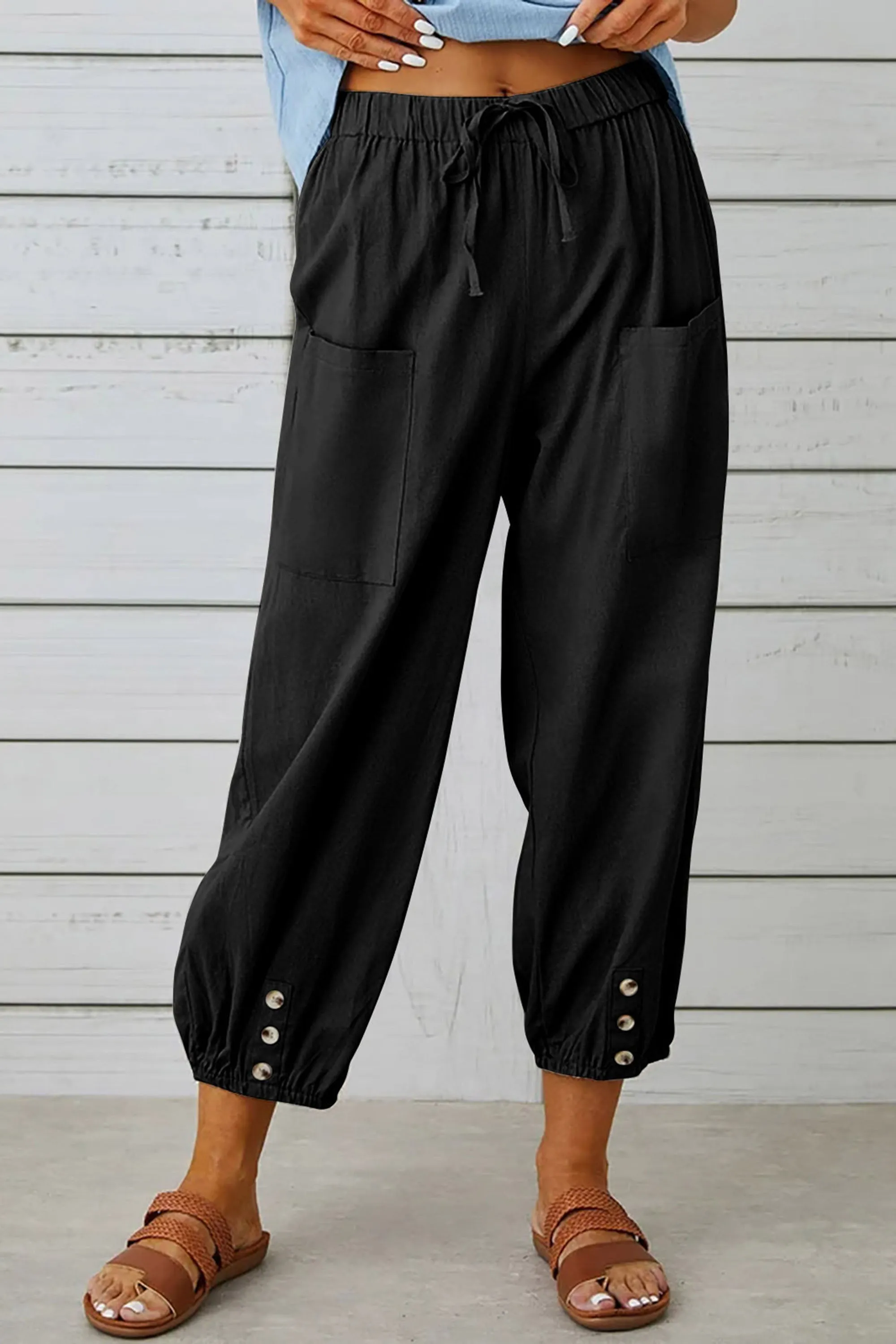 Phaola® | Fashionable Harem Pants With Button Detail For A Trendy Look