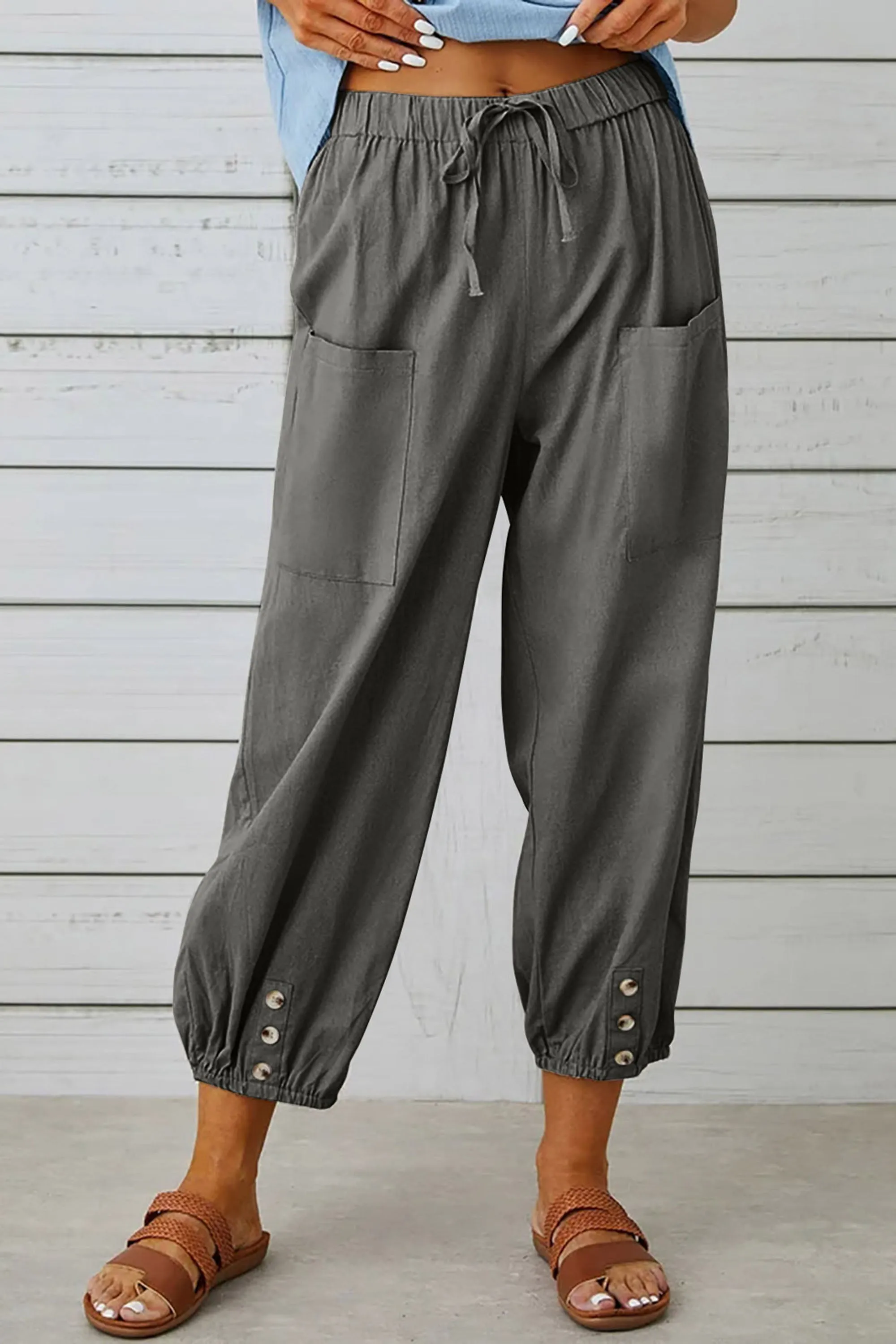 Phaola® | Fashionable Harem Pants With Button Detail For A Trendy Look