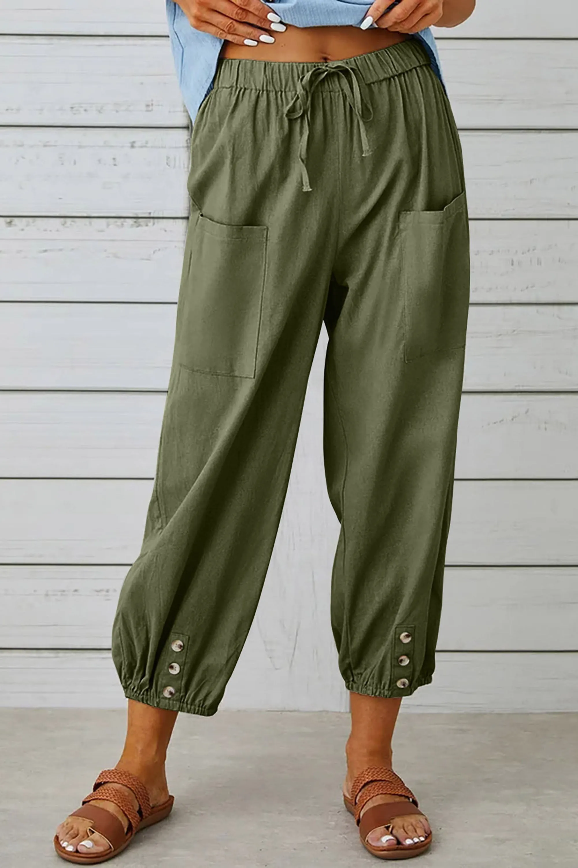 Phaola® | Fashionable Harem Pants With Button Detail For A Trendy Look