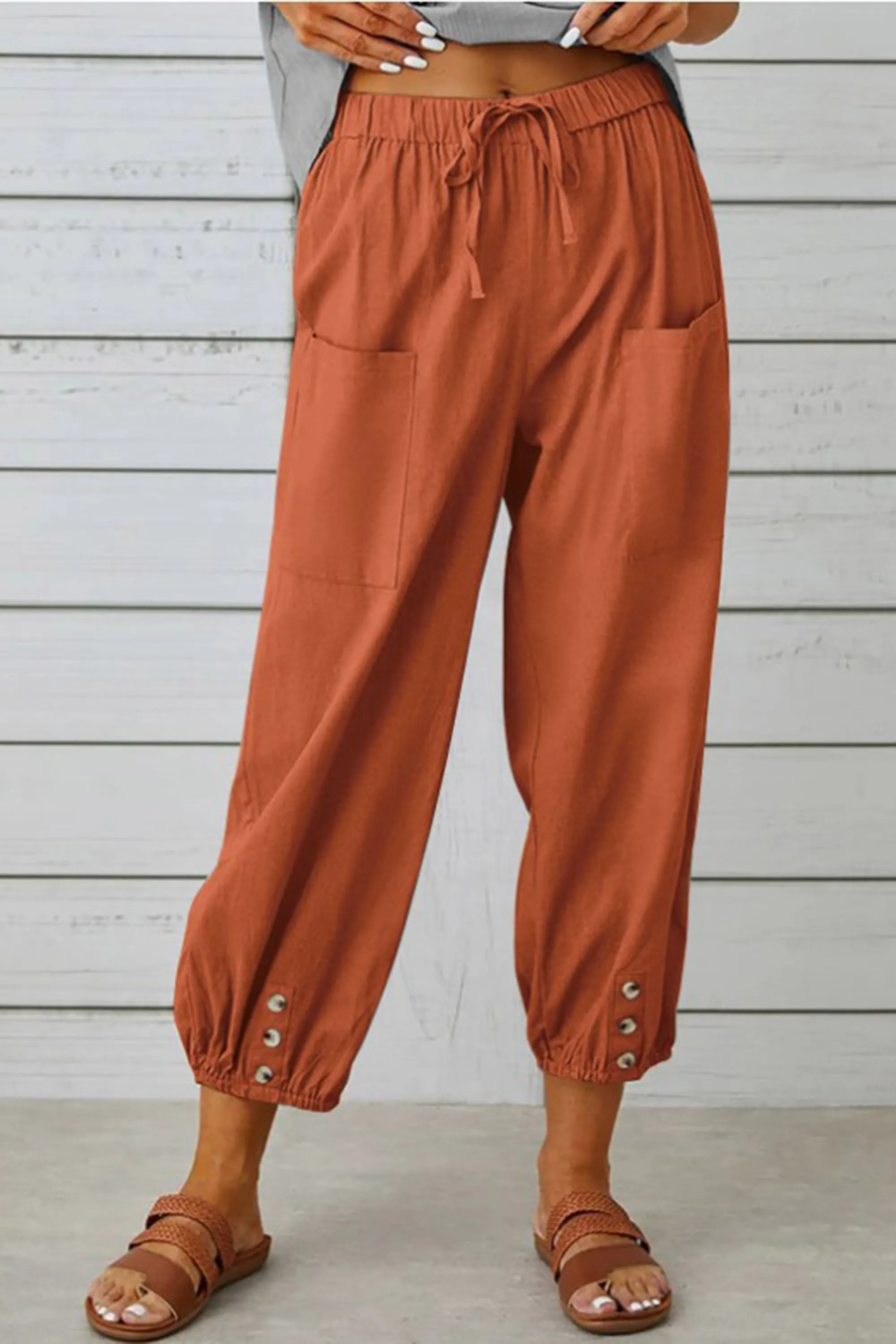 Phaola® | Fashionable Harem Pants With Button Detail For A Trendy Look