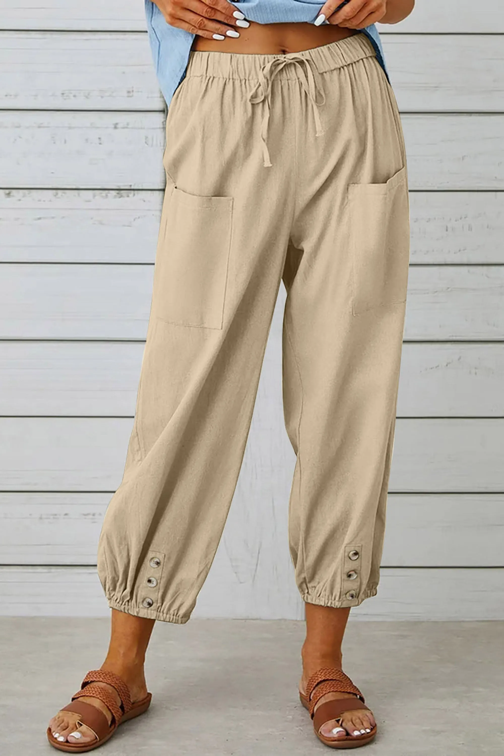 Phaola® | Fashionable Harem Pants With Button Detail For A Trendy Look