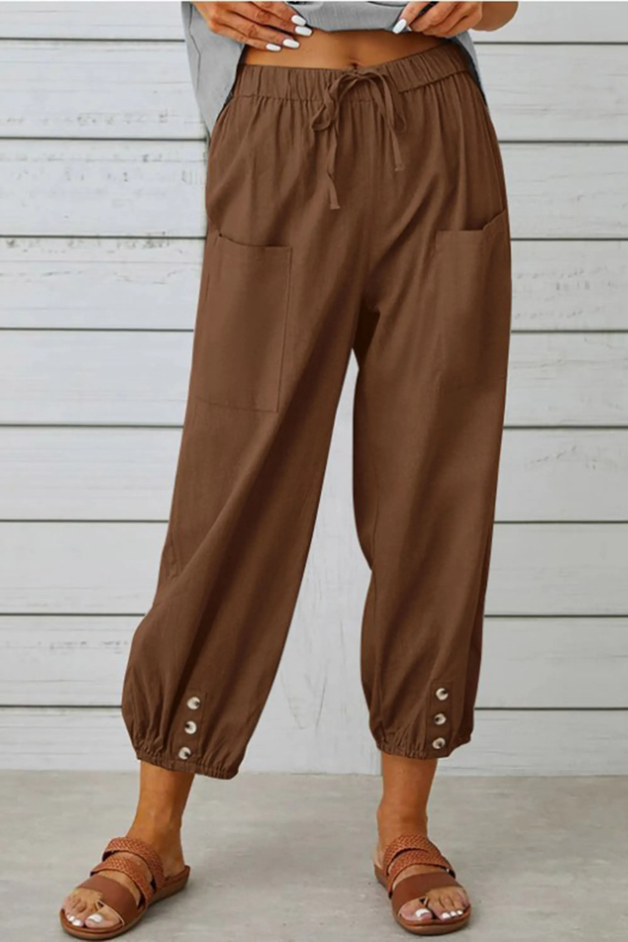 Phaola® | Fashionable Harem Pants With Button Detail For A Trendy Look