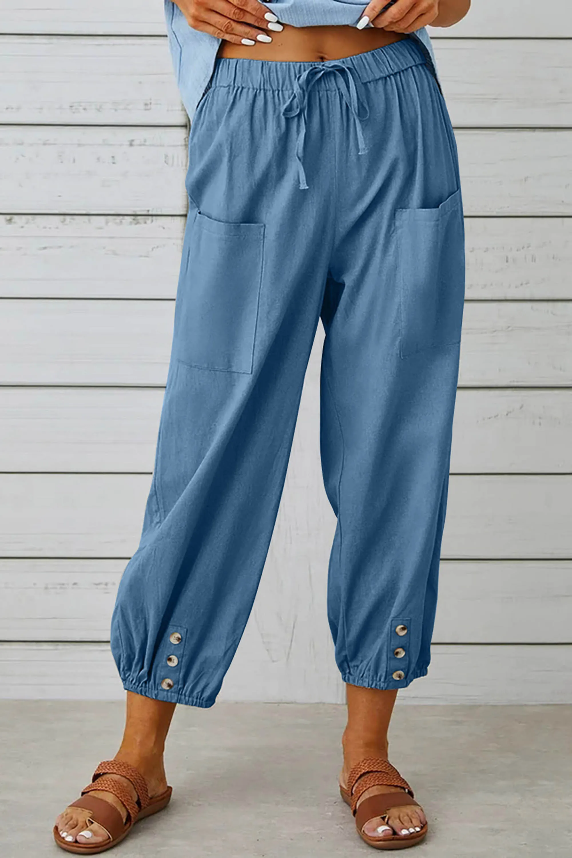Phaola® | Fashionable Harem Pants With Button Detail For A Trendy Look