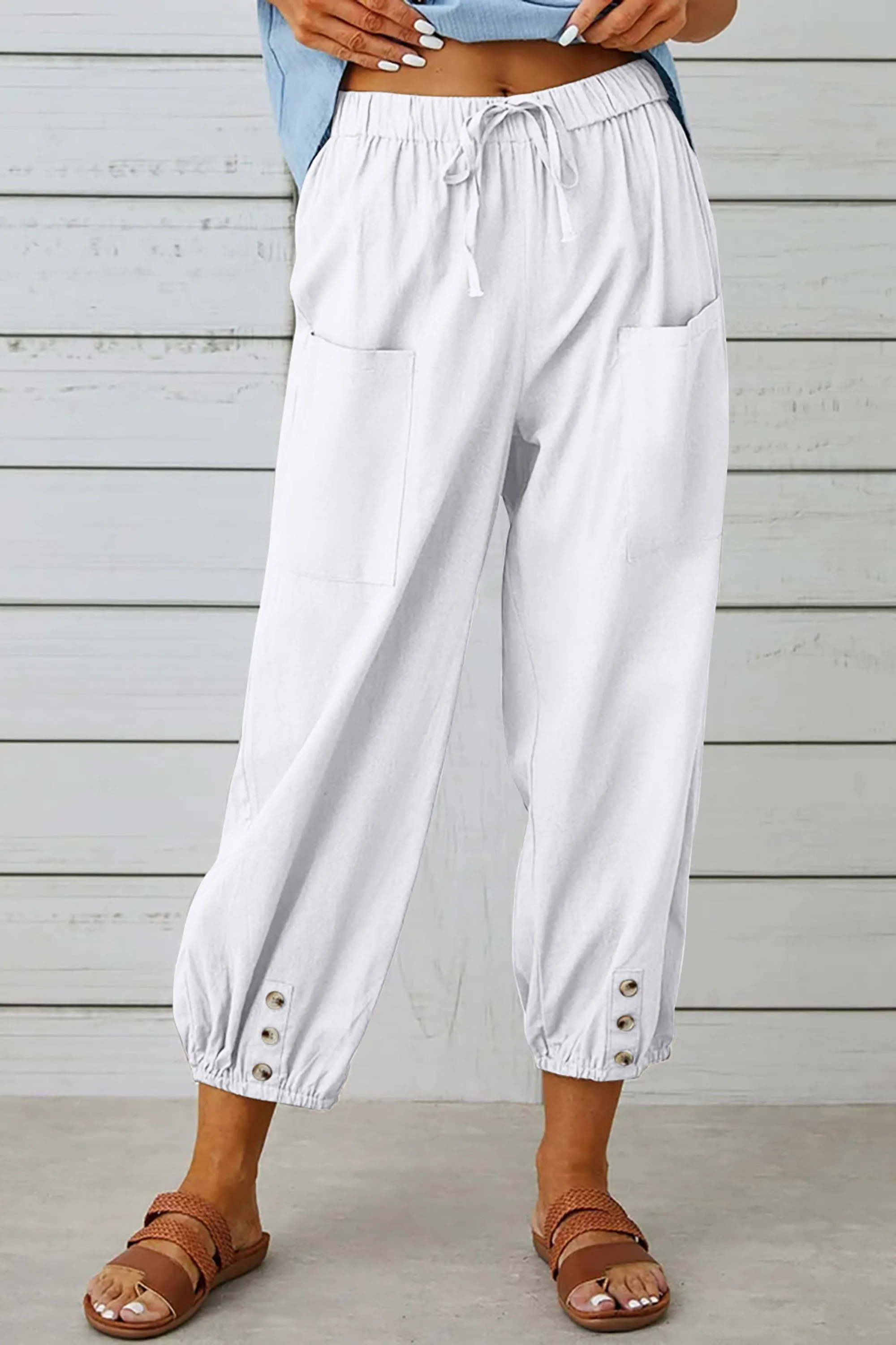 Phaola® | Fashionable Harem Pants With Button Detail For A Trendy Look