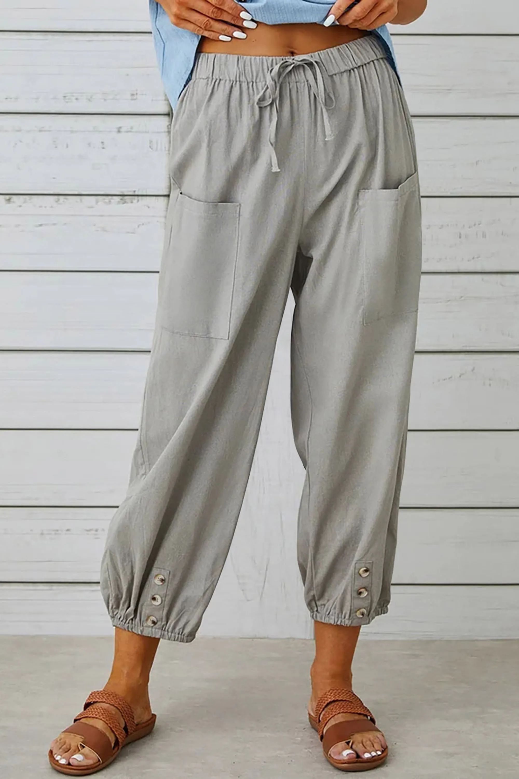 Phaola® | Fashionable Harem Pants With Button Detail For A Trendy Look