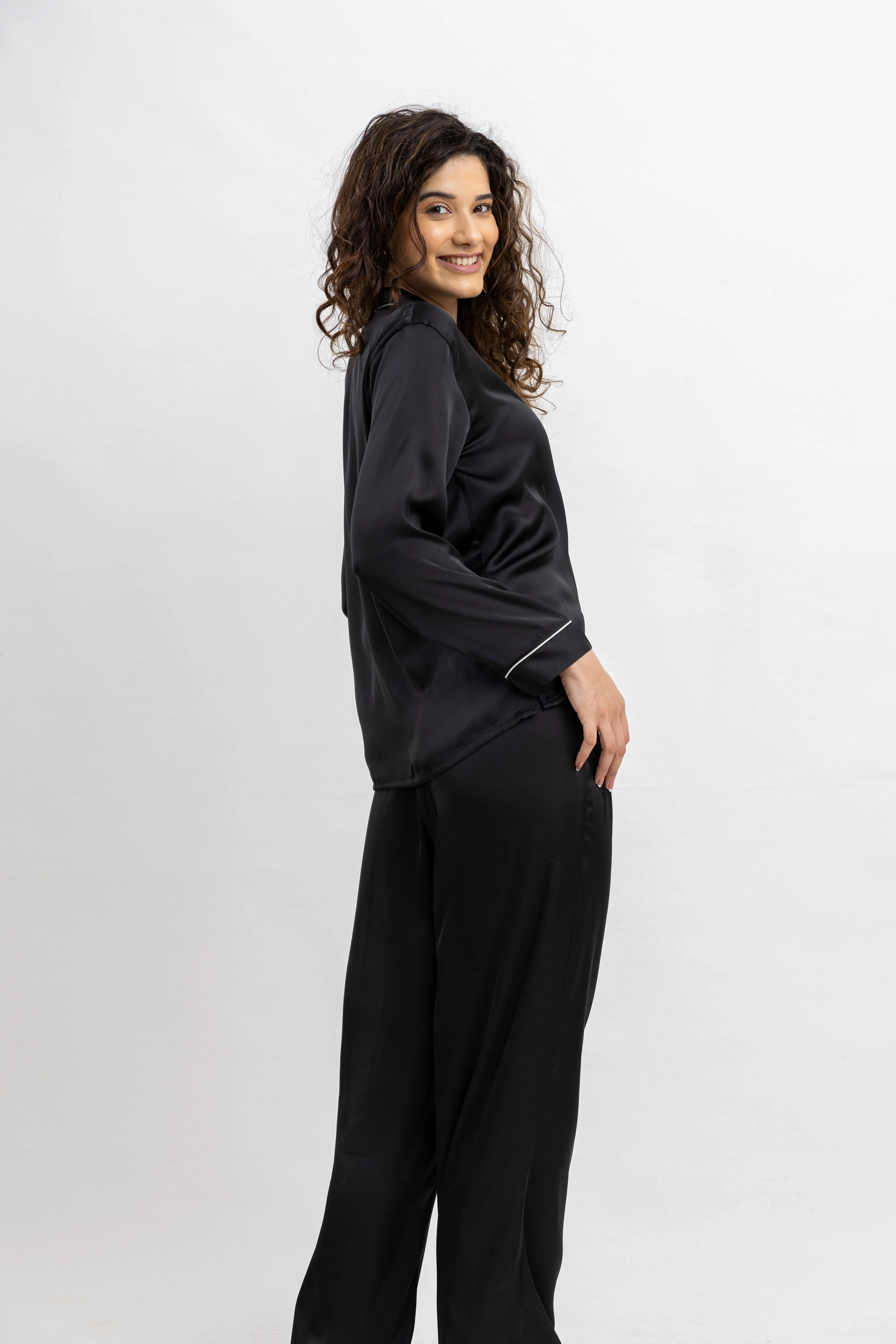 PJ L/S PANT SET -  BLACK