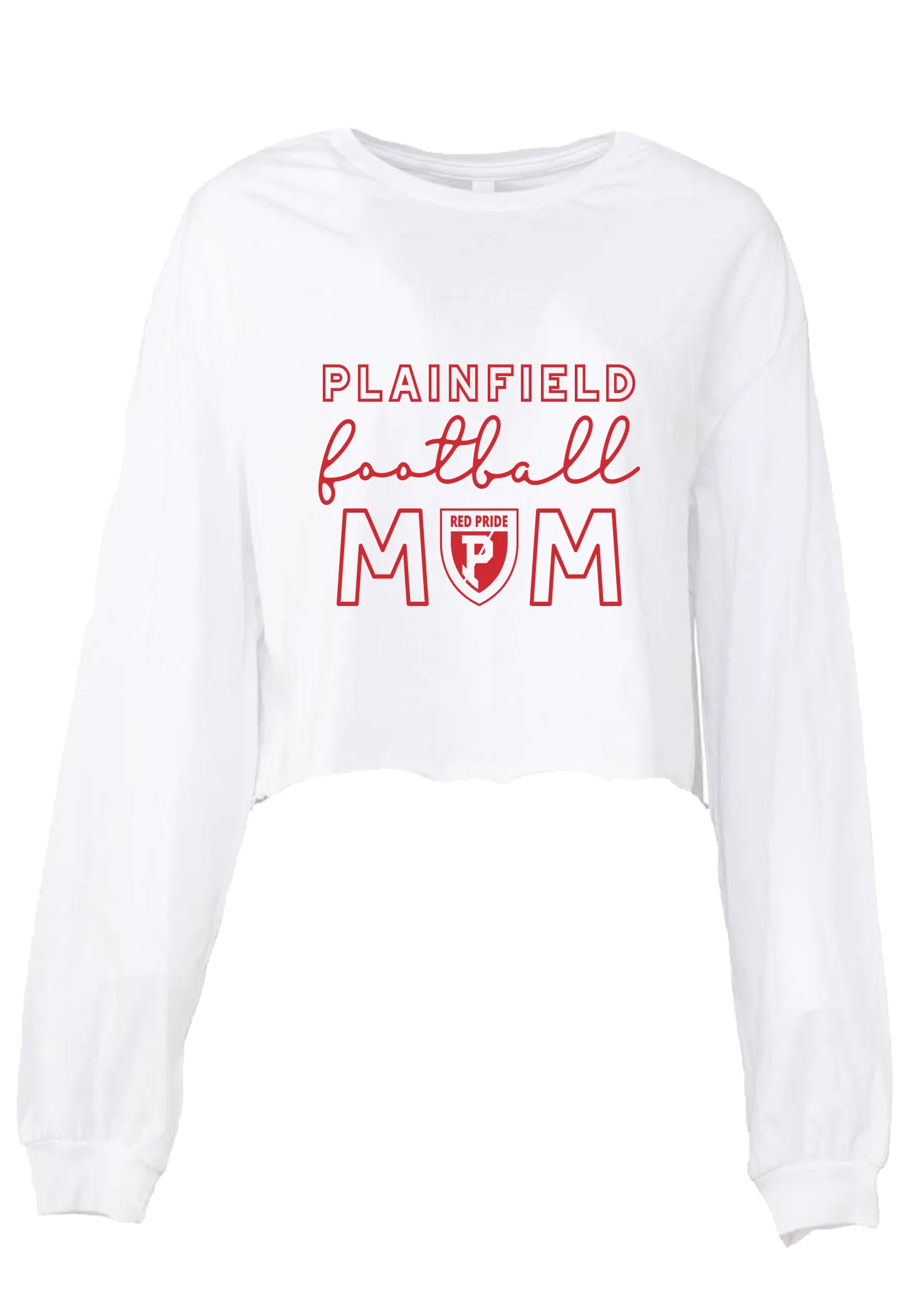 Plainfield Football Mom Crop Long Sleeve Tee