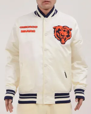 PRO STANDARD Chicago Bears Retro Classic Rib Satin Jacket (Eggshell/ Midnight Navy)