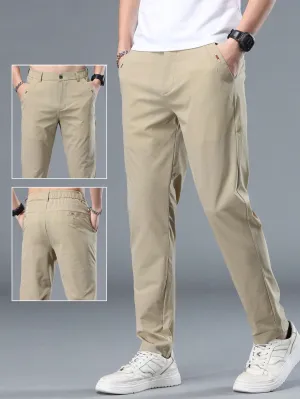 QA Men's Straight-Leg Casual Pants With Pockets
