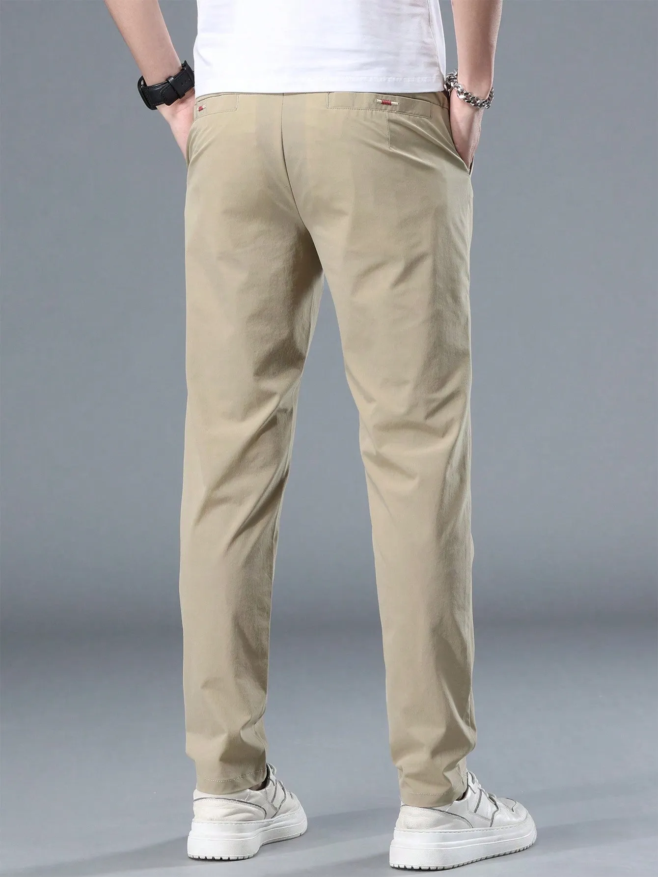QA Men's Straight-Leg Casual Pants With Pockets