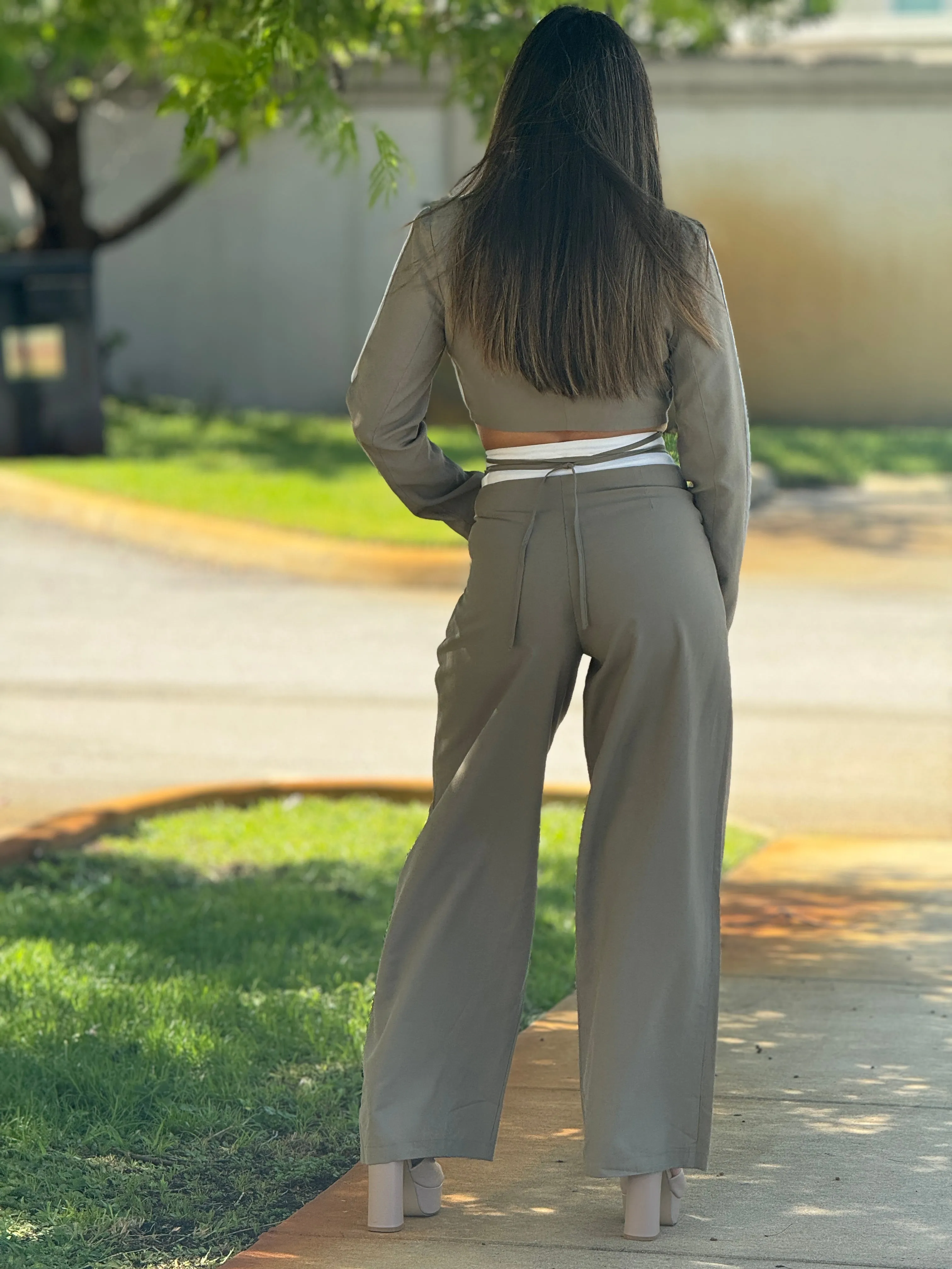 "Ambar" Crop Blazer And High Waisted Pants Set