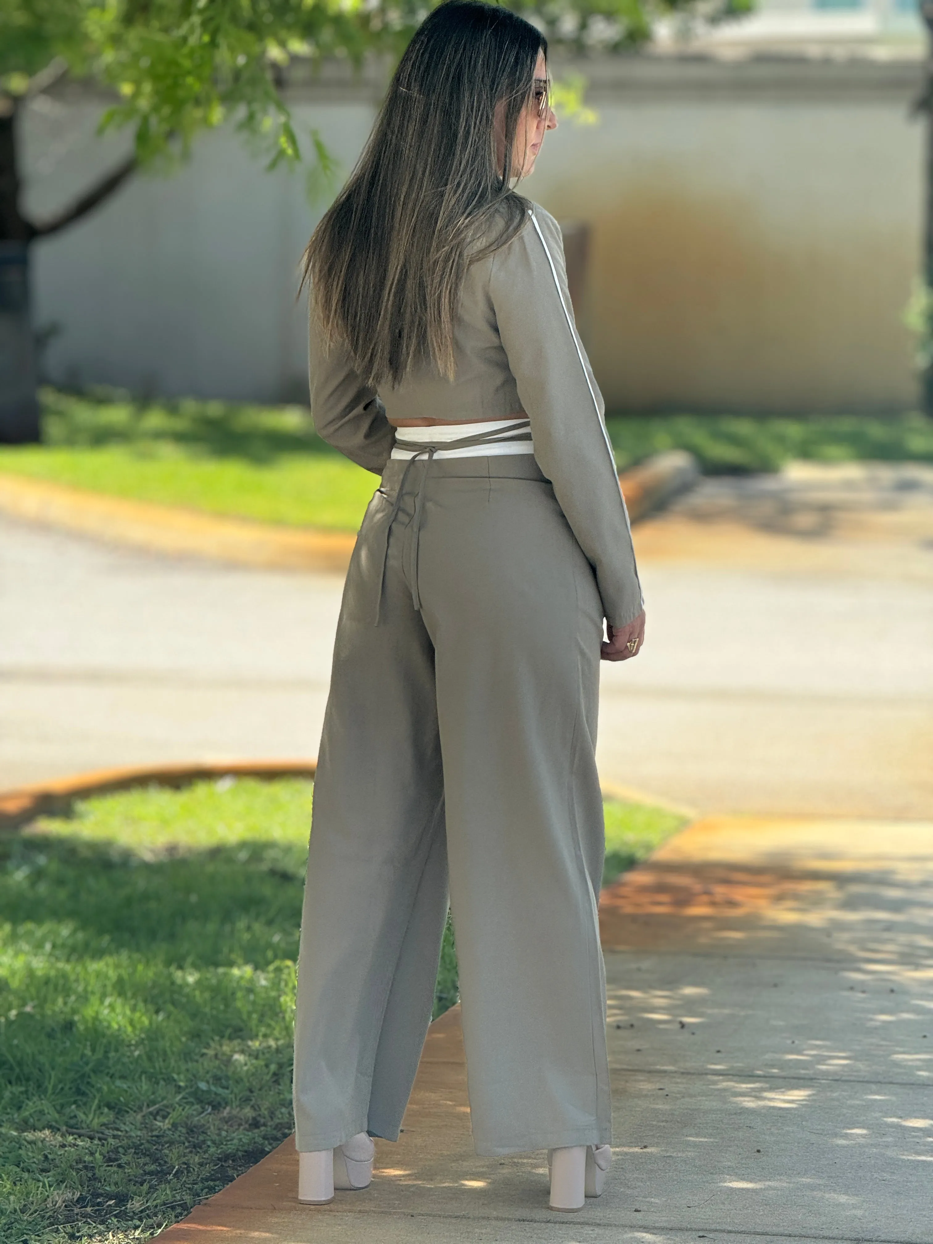 "Ambar" Crop Blazer And High Waisted Pants Set