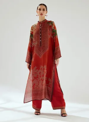 Ramin rust silk printed kurta