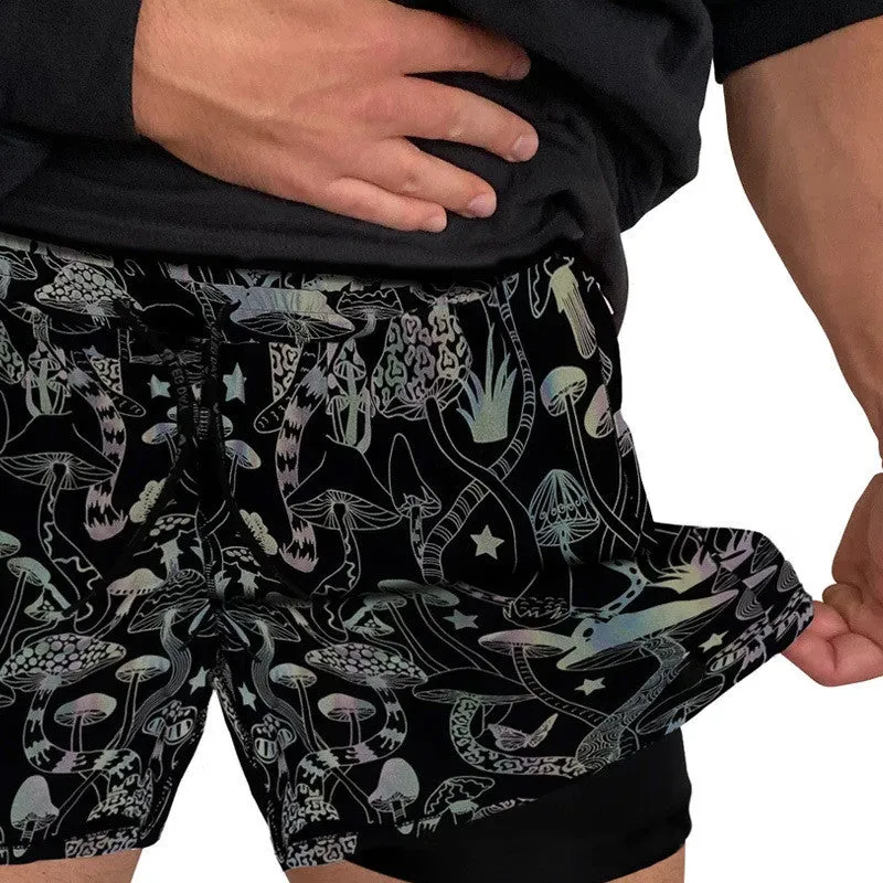 Reflective Shorts Men's Glow-In-The-Dark Jogging Yoga Pants