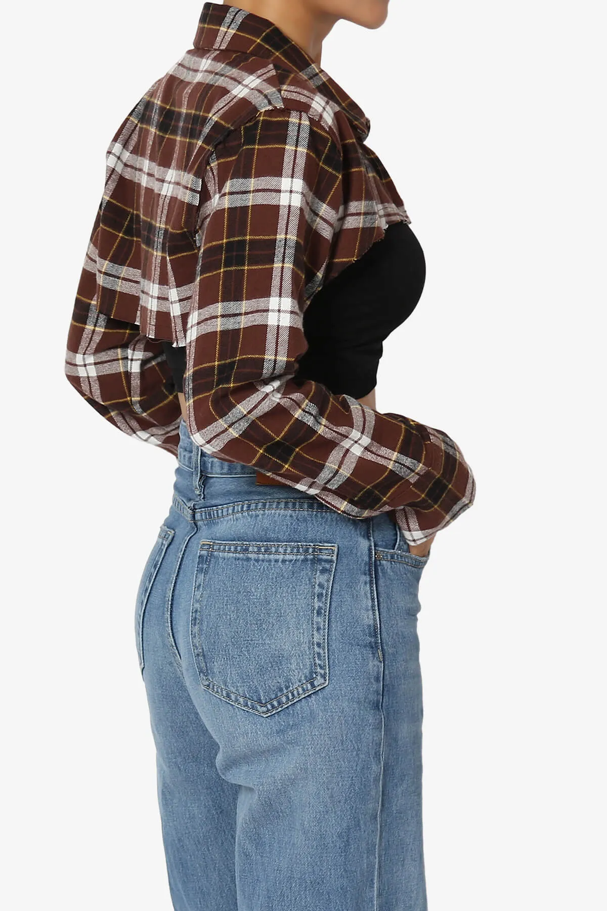 Remmi Cropped Plaid Button Down Shirt