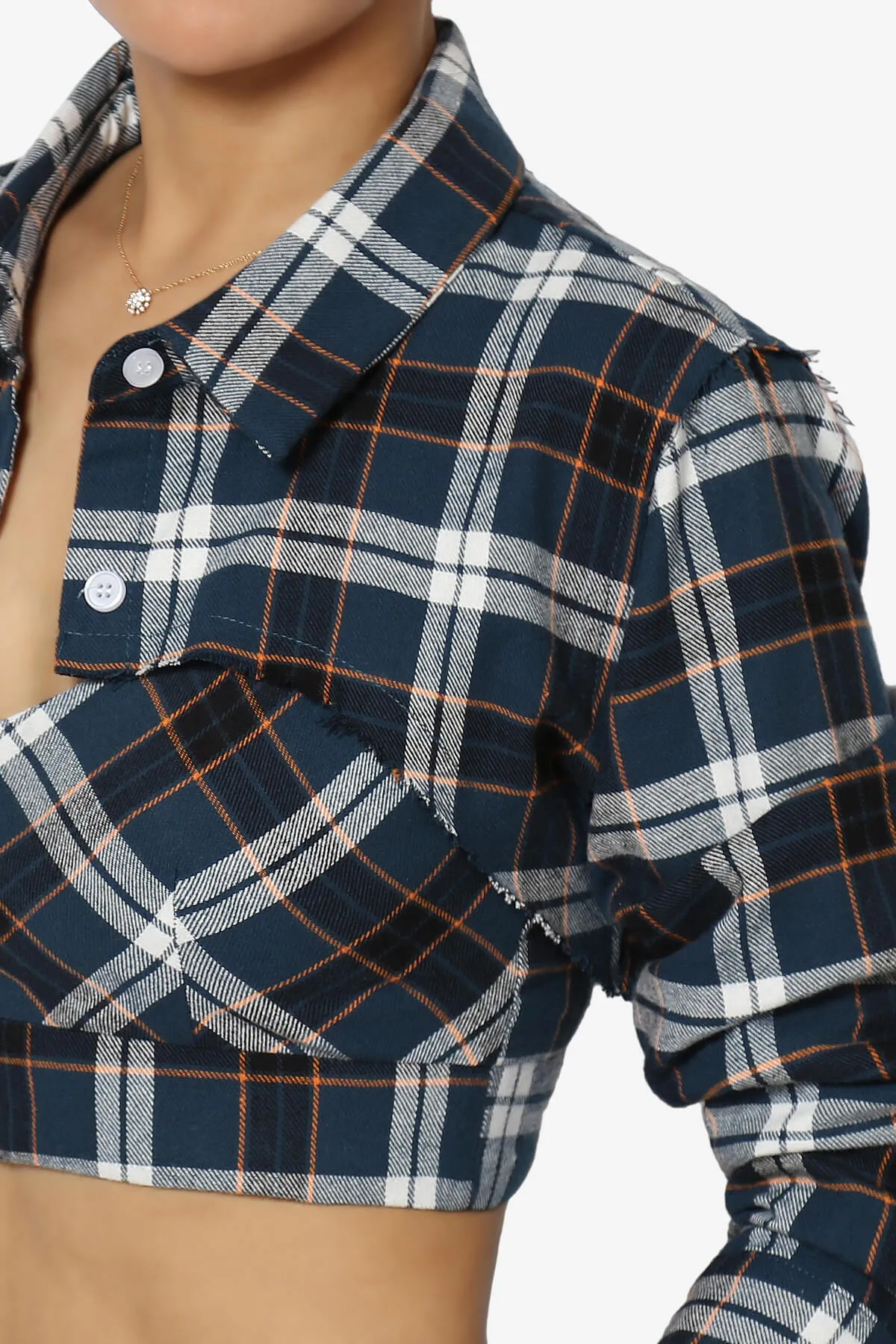 Remmi Cropped Plaid Button Down Shirt